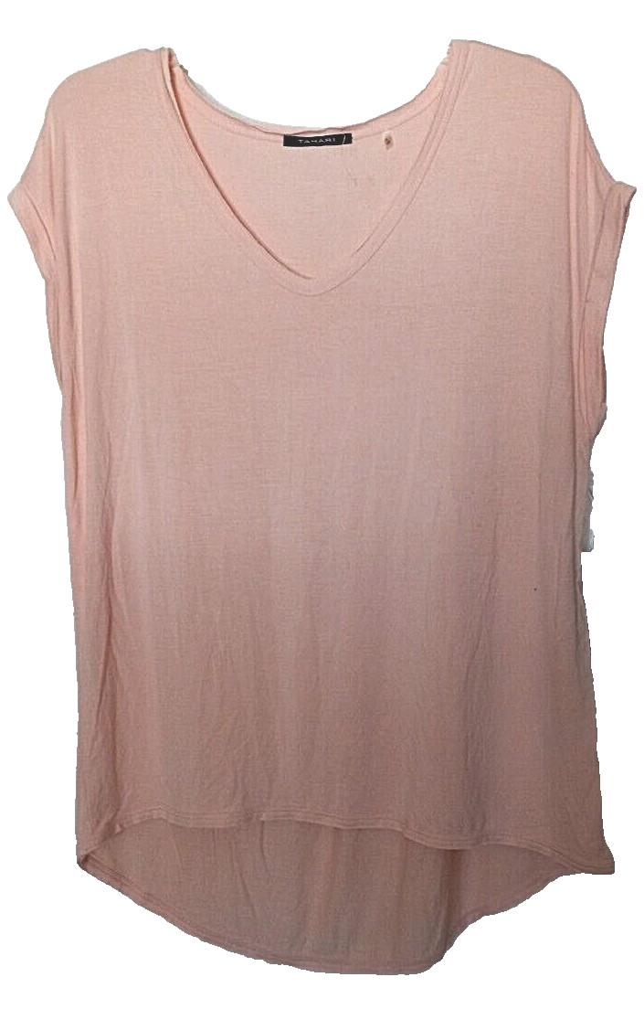 Tahari 95% viscose, 5% spandex solid “Peach Fizz” T-Shirt Size Large