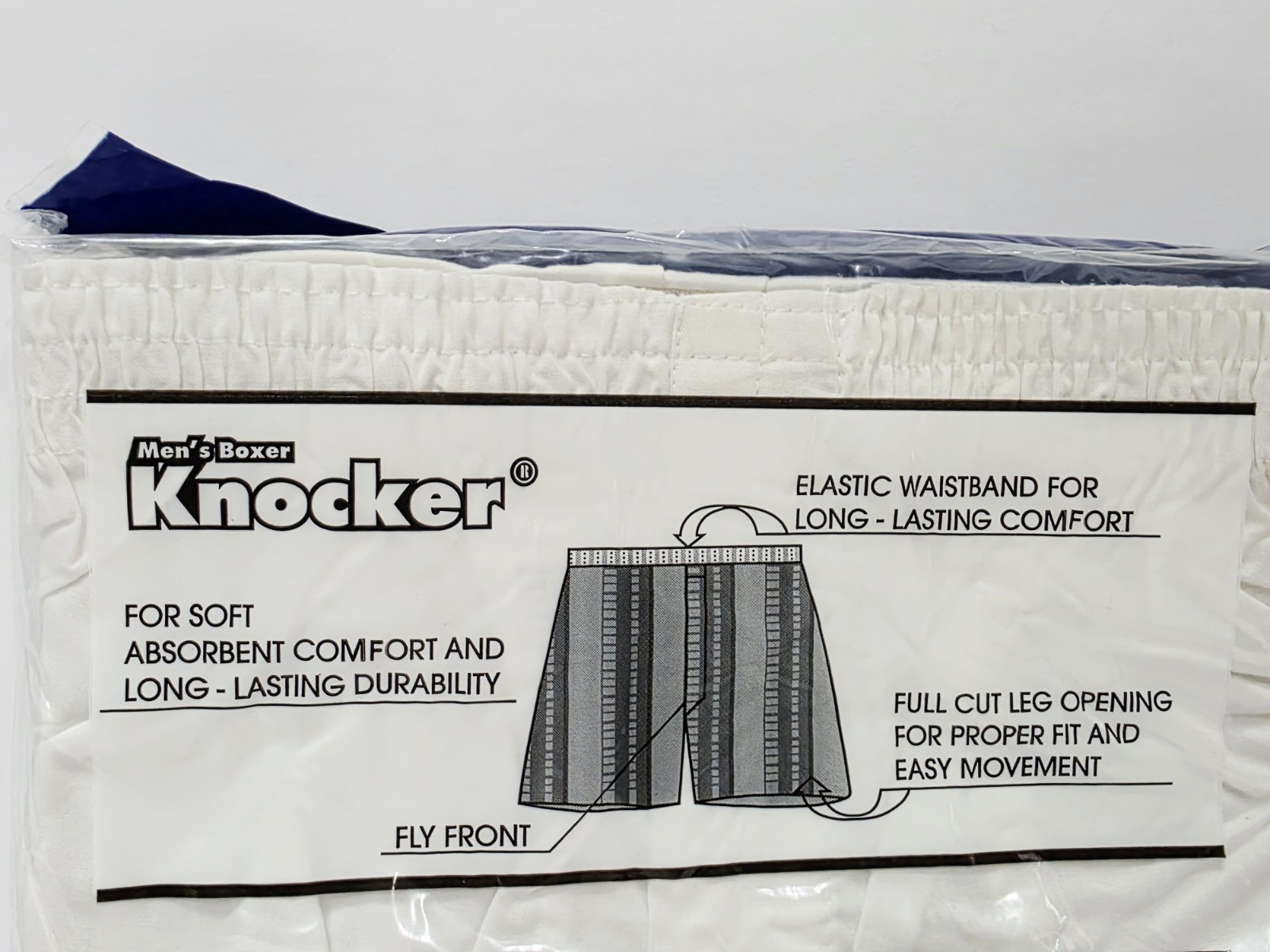 Knocker 3-Pack Men’s TB3000 White Boxer Shorts Medium 34-36 Elastic Fly Leg New