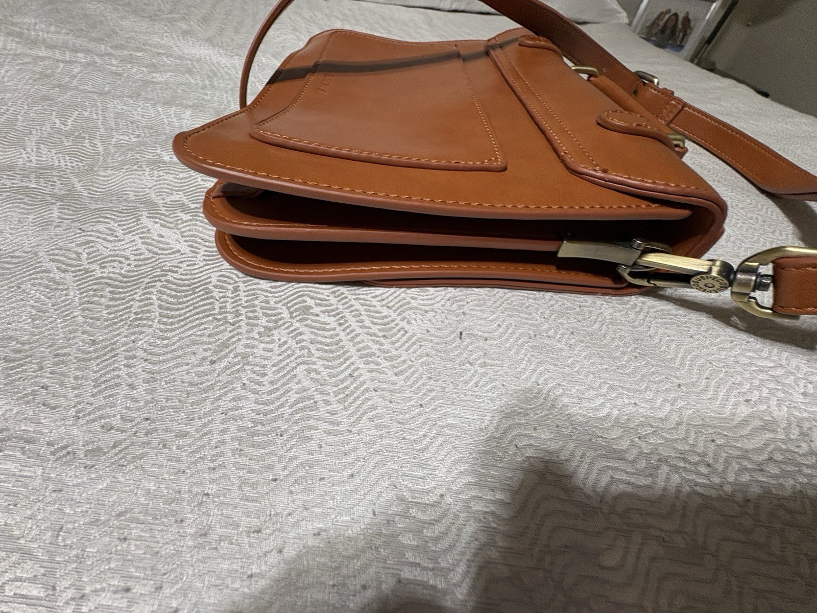 ECOSUSI Brown FAUX Leather messenger bag