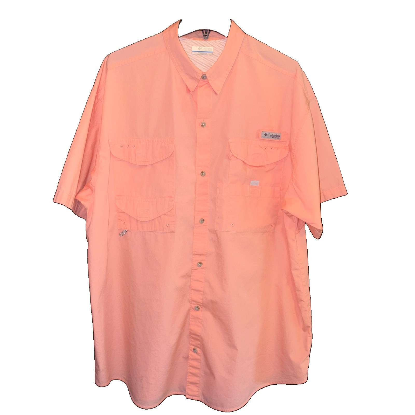 Columbia PFG Mens XL Performance Fishing Gear Shirt Vented OmniShade Peach