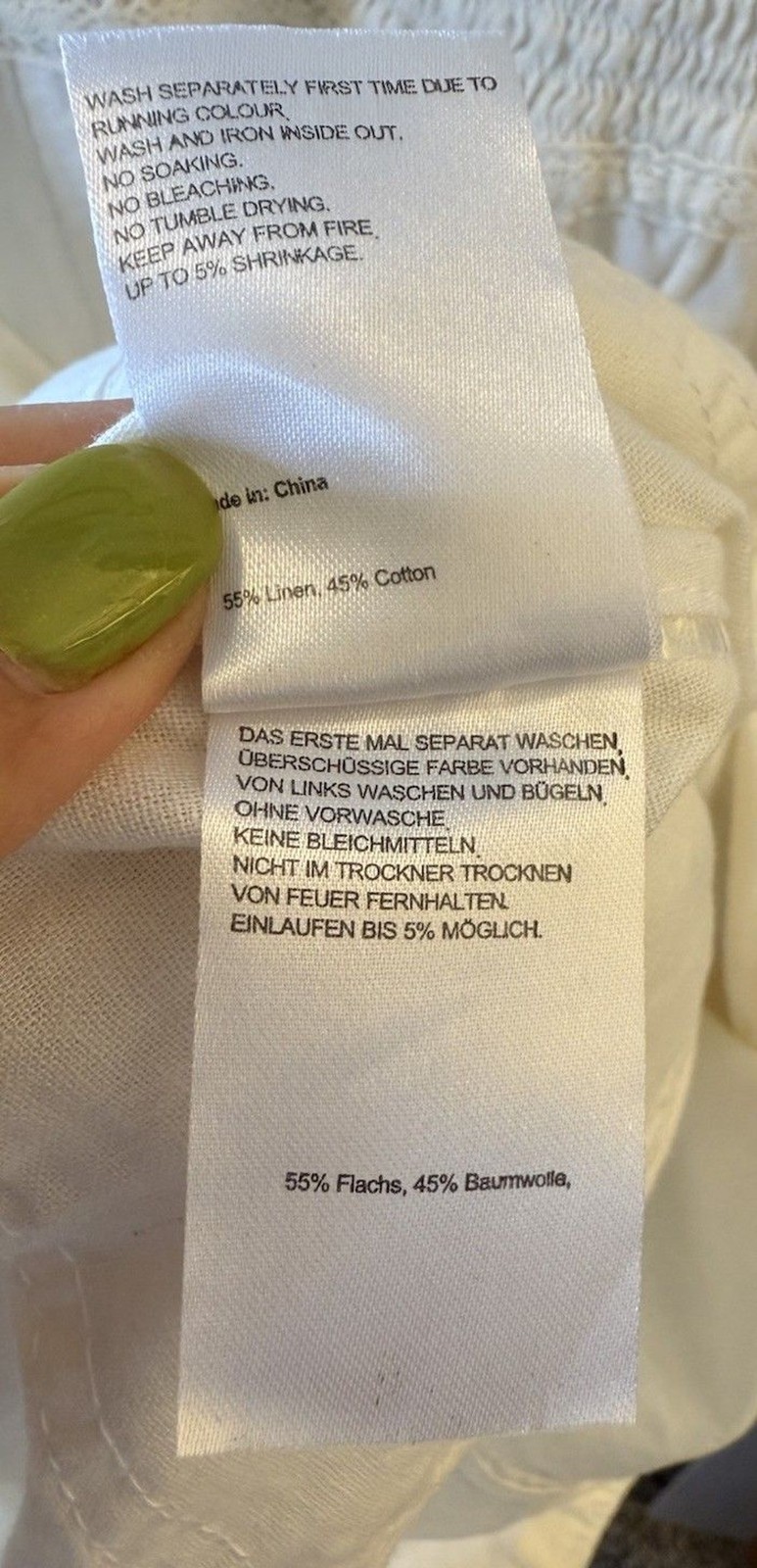 Fransa White Linen Cotton Blend Smocked Jumper Dress European Sz 38 Boho Prairie