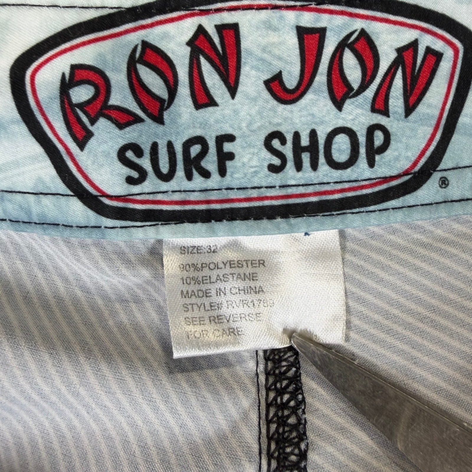 Ron Jon Surf Shop Mens Board Shorts Size 32 Blue Orange Water Print RVR1785