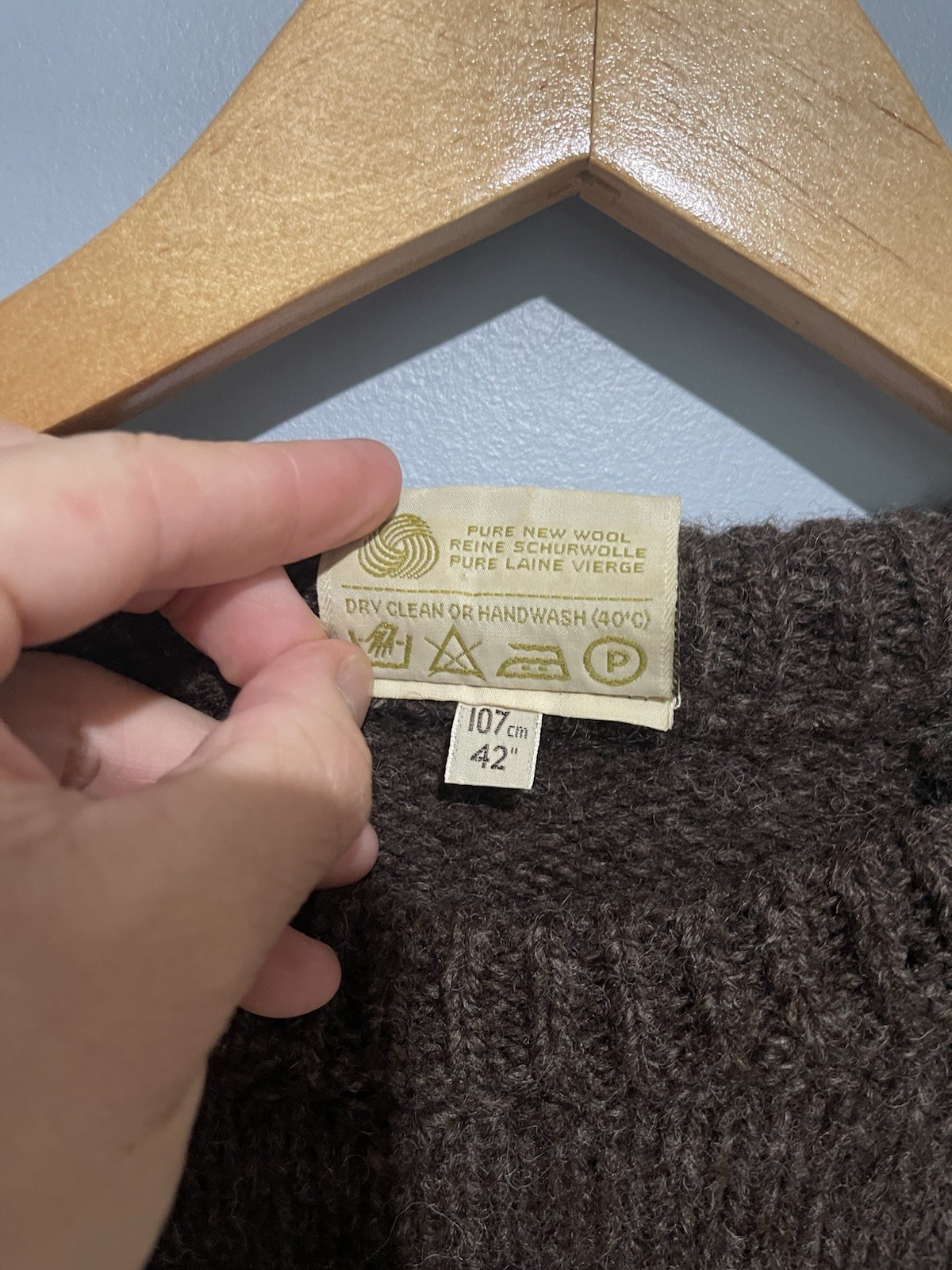 Vintage GAELTARRA Hand Loomed WoolSweater Size 42 (107cm) Brown & Cream Ireland