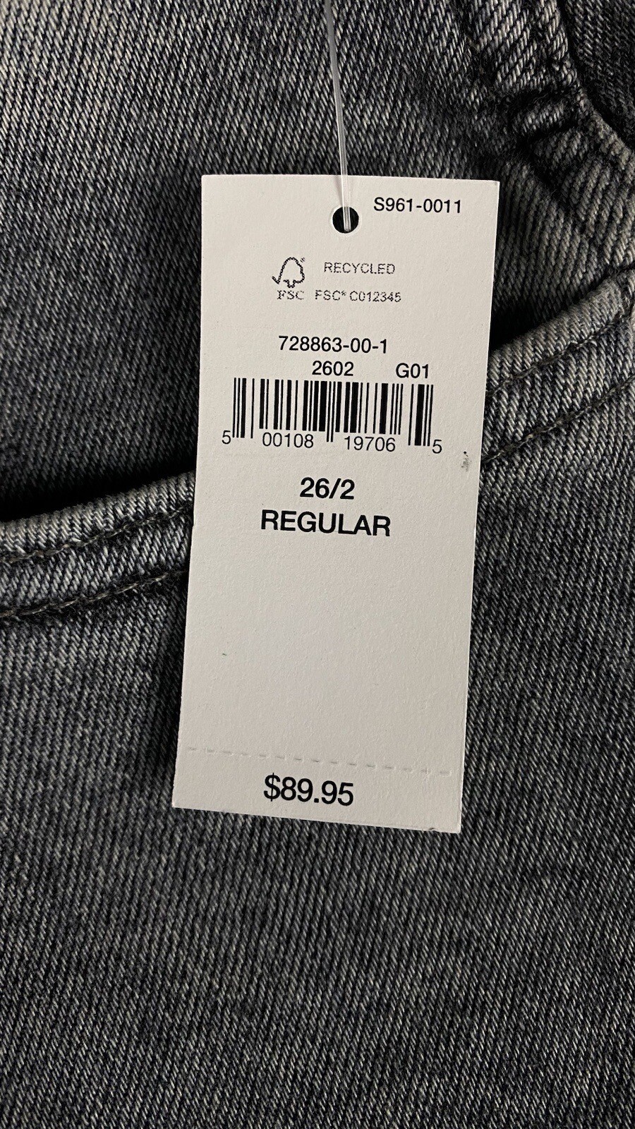 GAP Vintage Slim High Rise NEW Gray Jeans, $89.95 MSRP, Women’s Size 26/2 Reg.