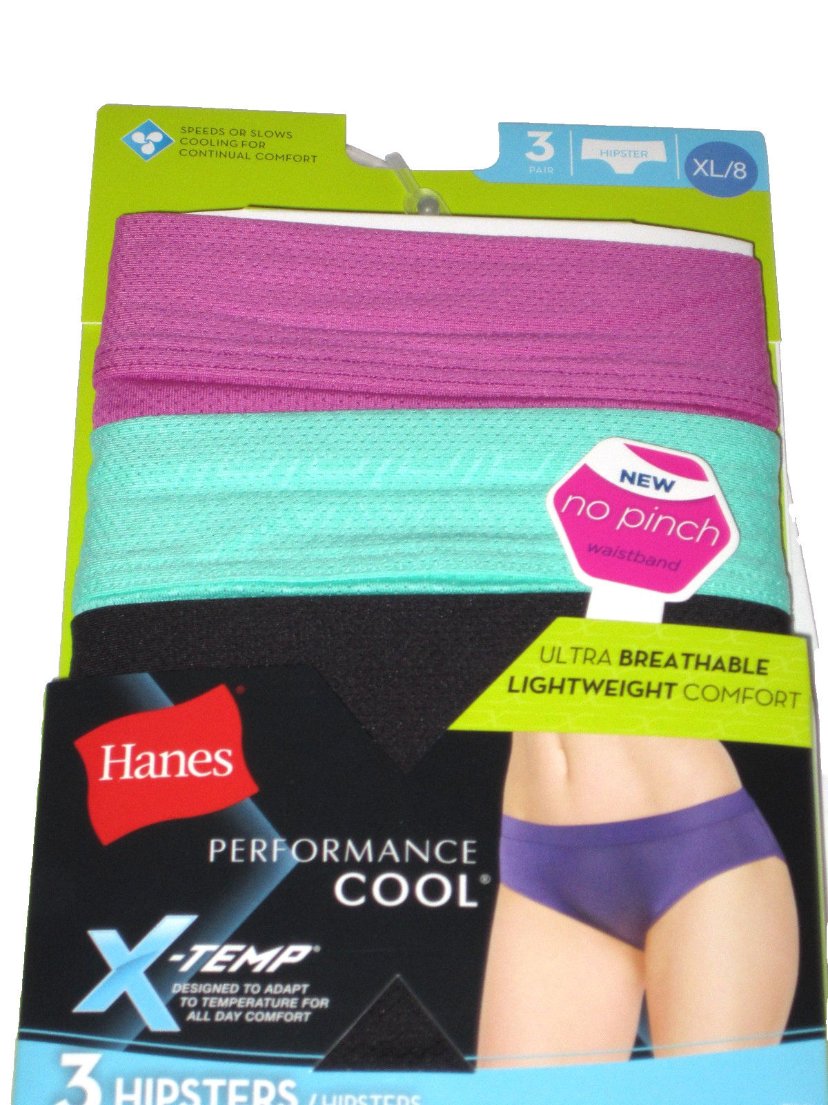 6 Womens Size 8 Hipsters X-temp Performance Cool Hanes Lightweight
