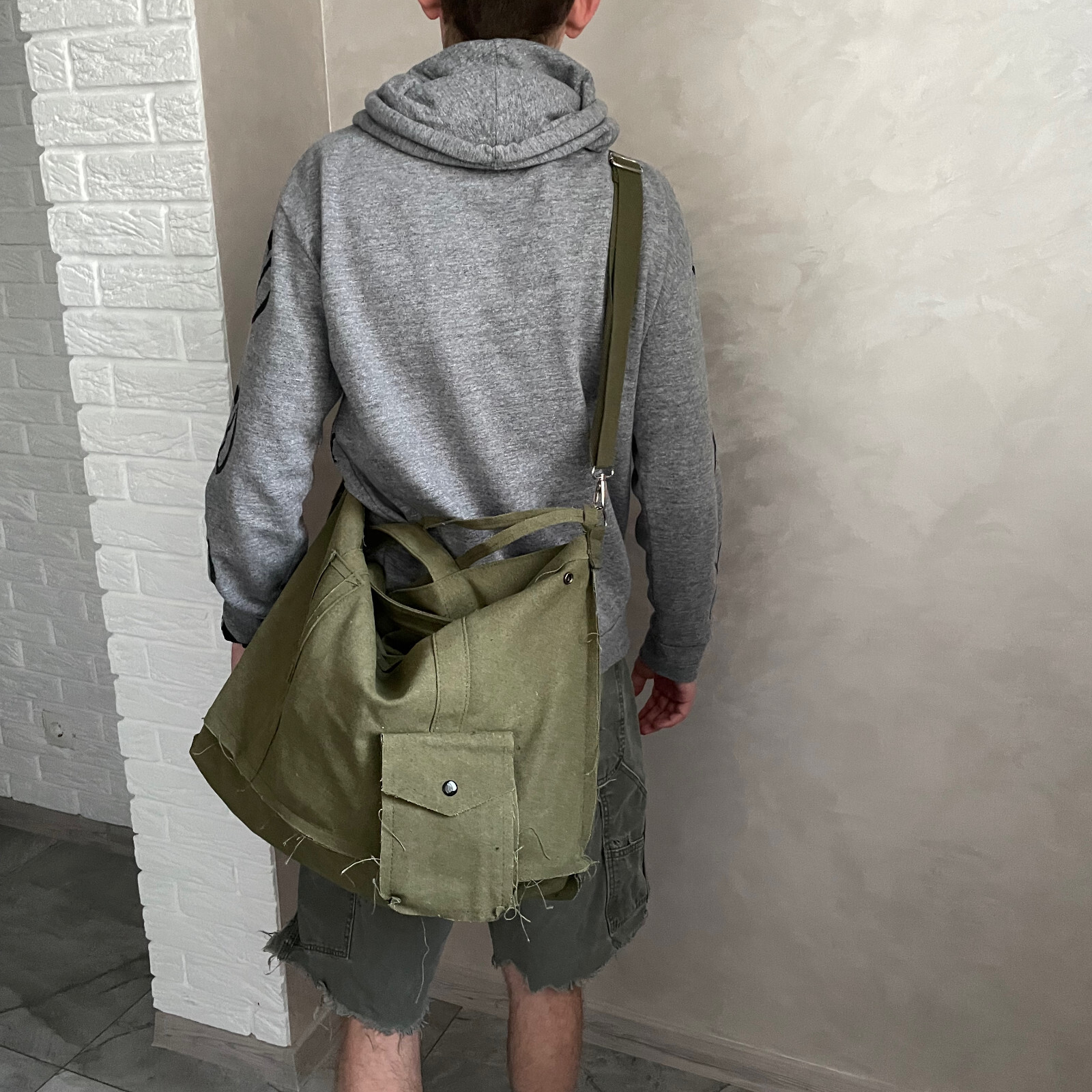 Large Canvas Messenger Bag – Handmade Oversized Shoulder Bag, Rugged Utility y2k