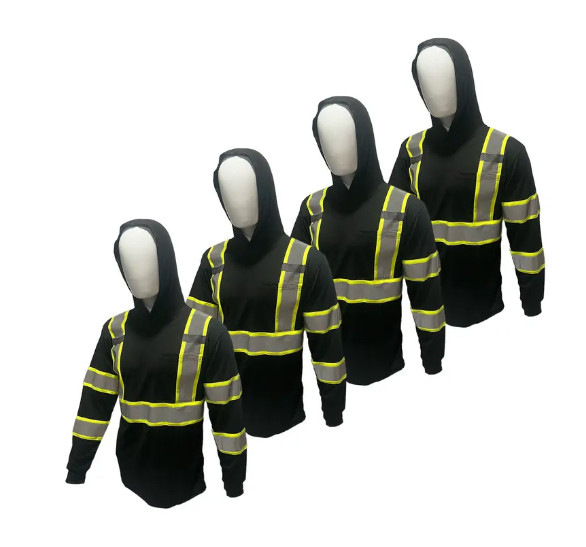 4 pack Hiv long sleeve Safety shirt hooded with reflective tape dry fit