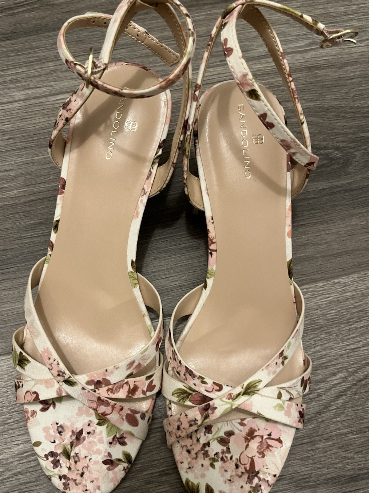 Bandolino Adler Floral Cork Wedge Sandals Women’s Size 10M Ankle Strap New