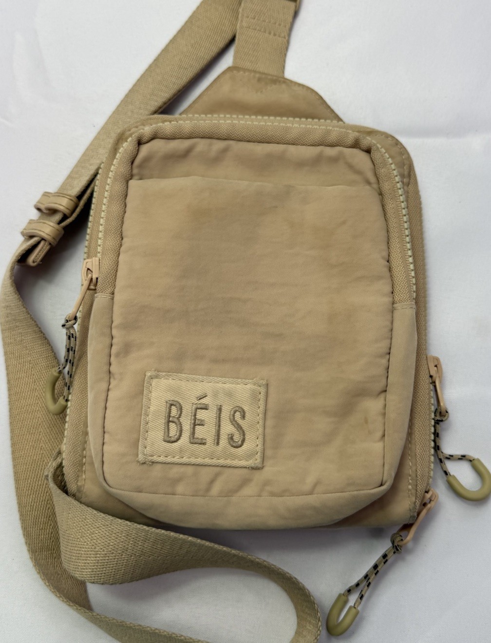 Beis The Sport Sling Bag Crossbody Purse Pockets Rose Tan #BEIS124501