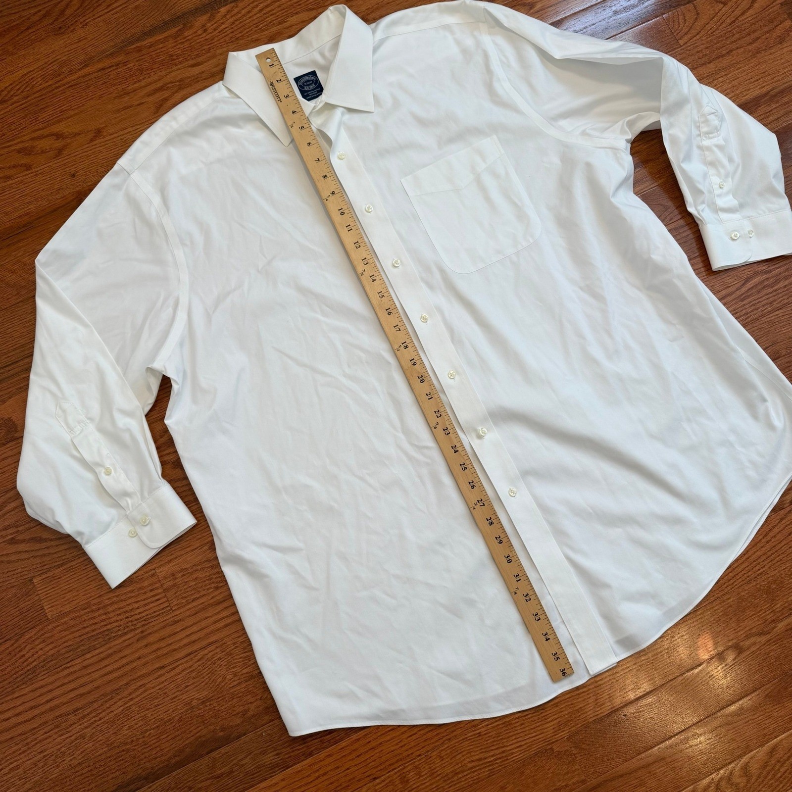 Brooks Brothers Supima Cotton Non-Iron Dress Shirt Mens 19-36/37 Solid White