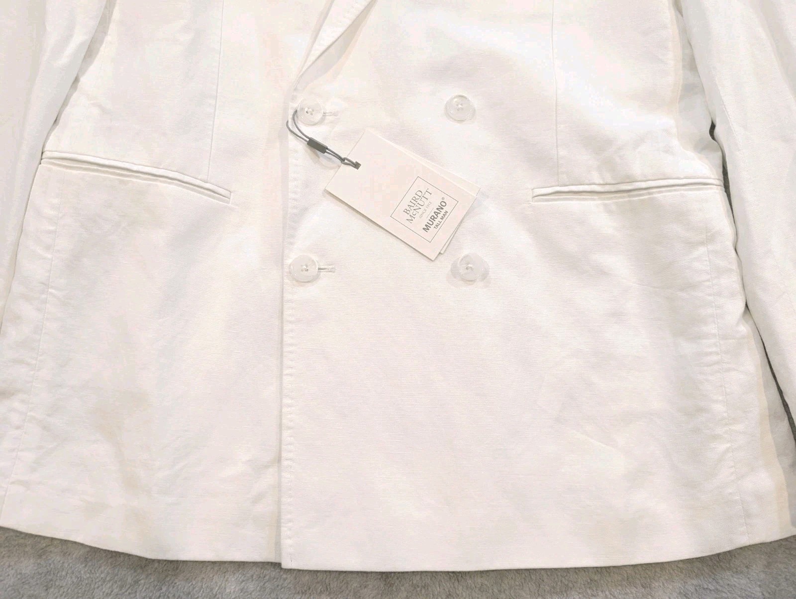 Baird McNutt Murano White Linen Blend Blazer Jacket Mens LT Doublebreasted