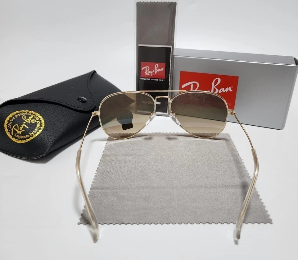 Ray-Ban RB3025 Gold Frame Gradient Brown Glass Aviator Sunglasses 58mm