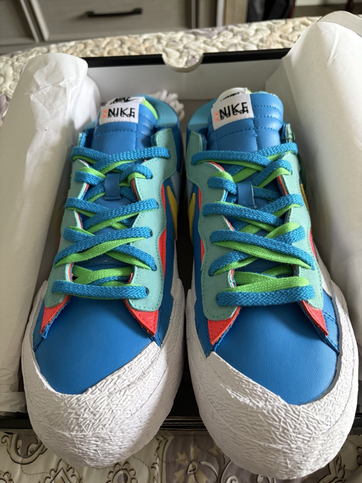 Nike Blazer Low Sacai KAWS Neptune Blue Limited Edition Leather Sneaker