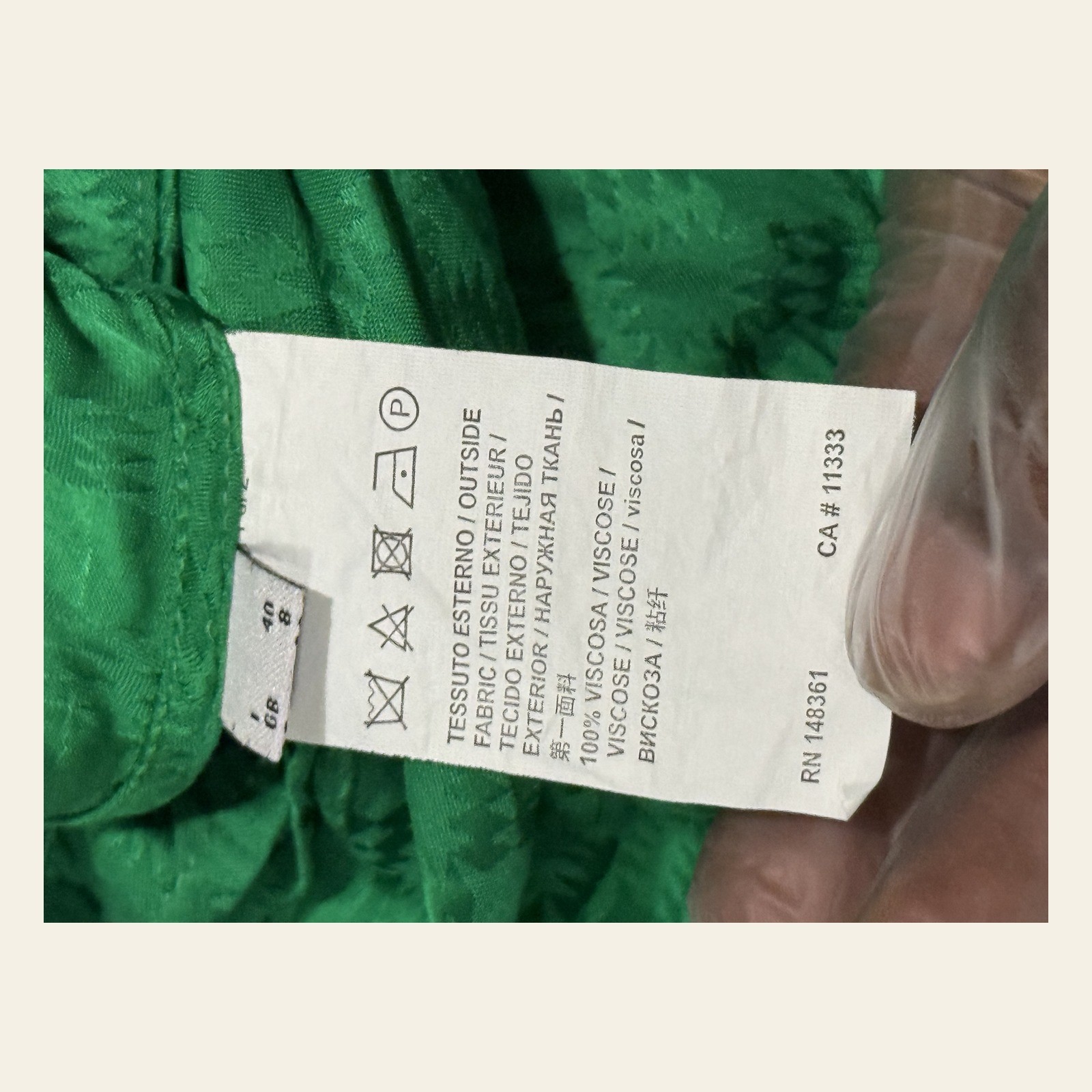 PINKO Emerald Green Jacquard Smocked Halter Top Neck Tie Viscose IT 40 US 4