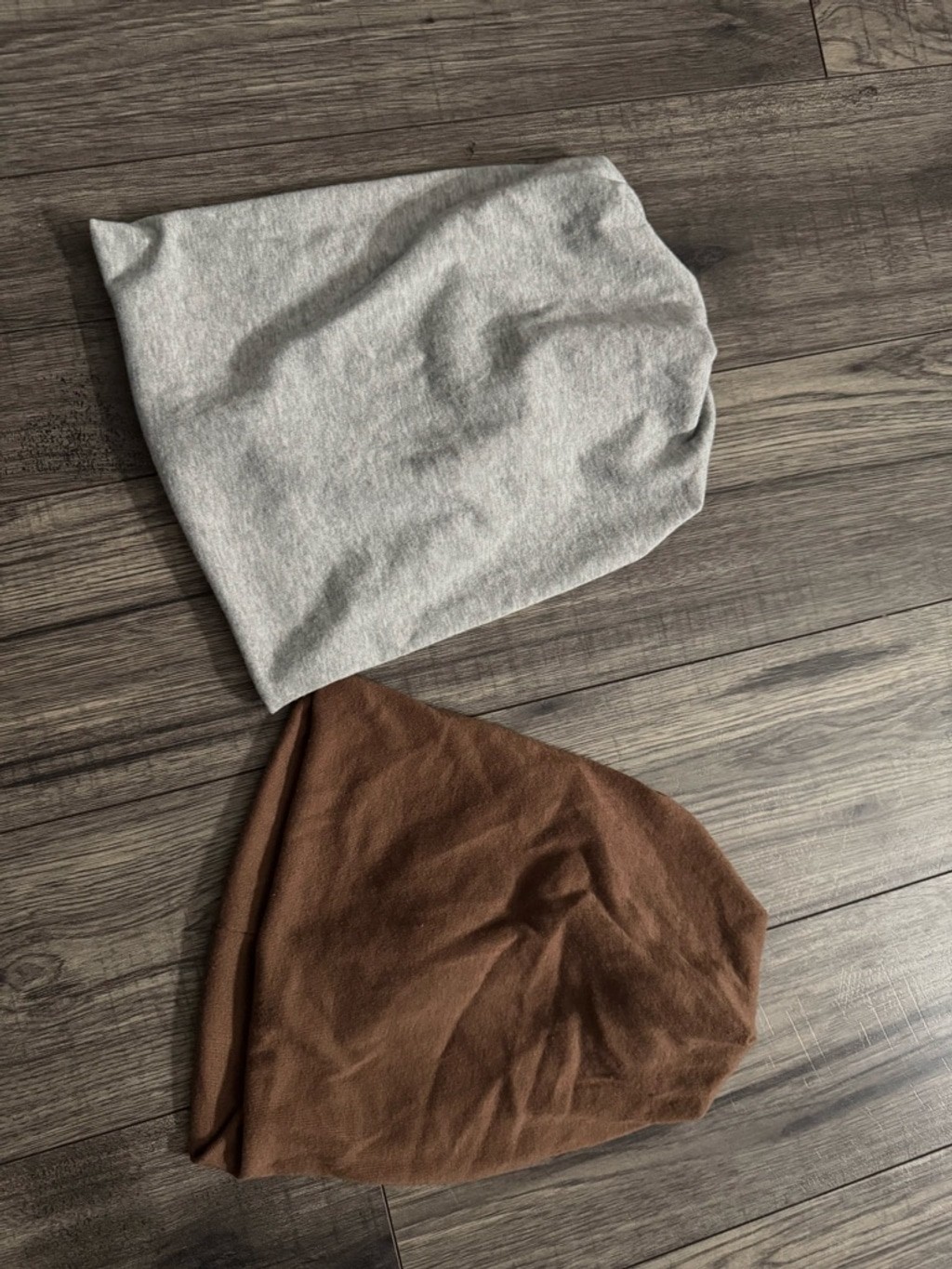 2pc Set Brand New Cotton Slouch Beanies – Grey & Brown