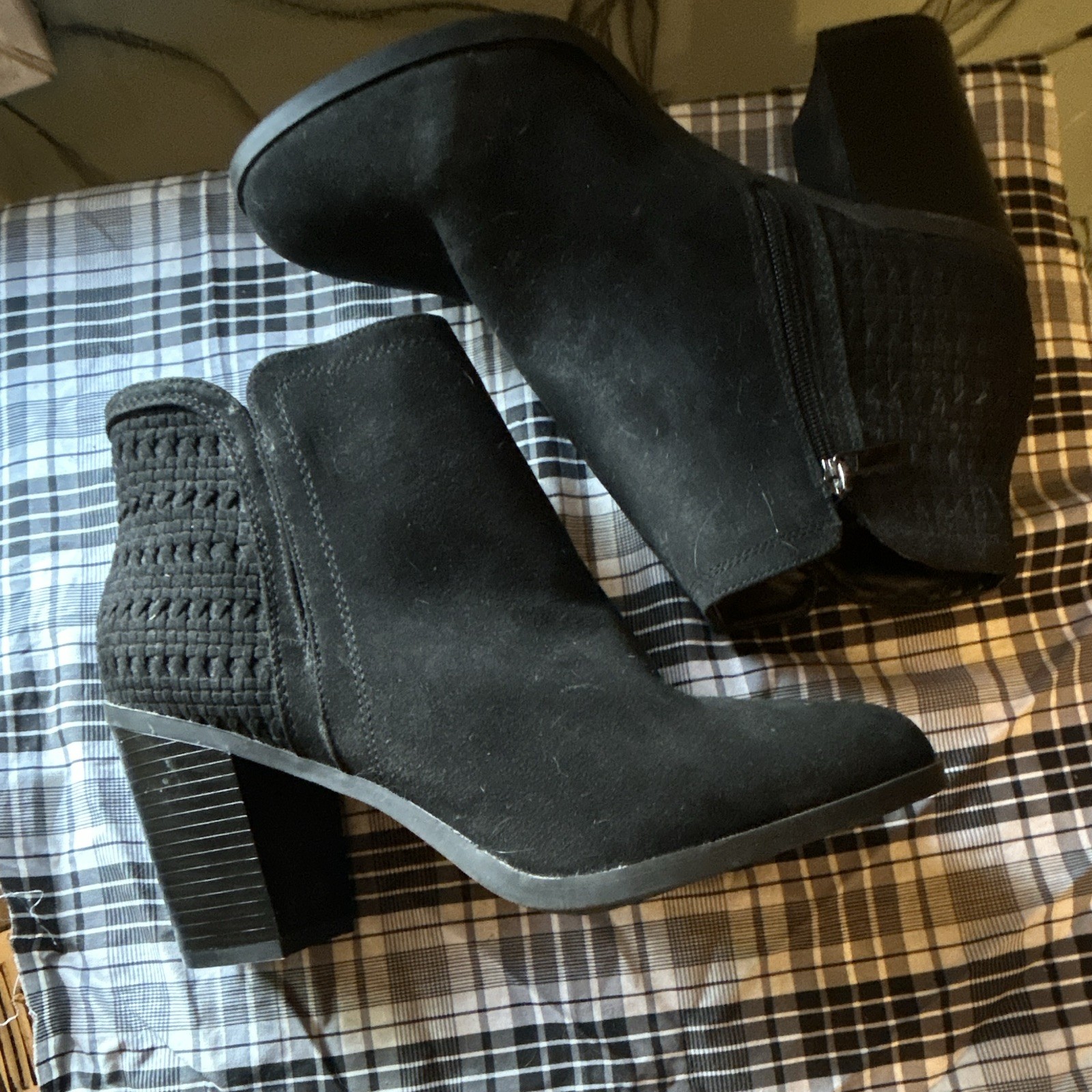 Women’s Black Ankle Bootie Side Zip Almond Toe Comfort PO#003848 US 12