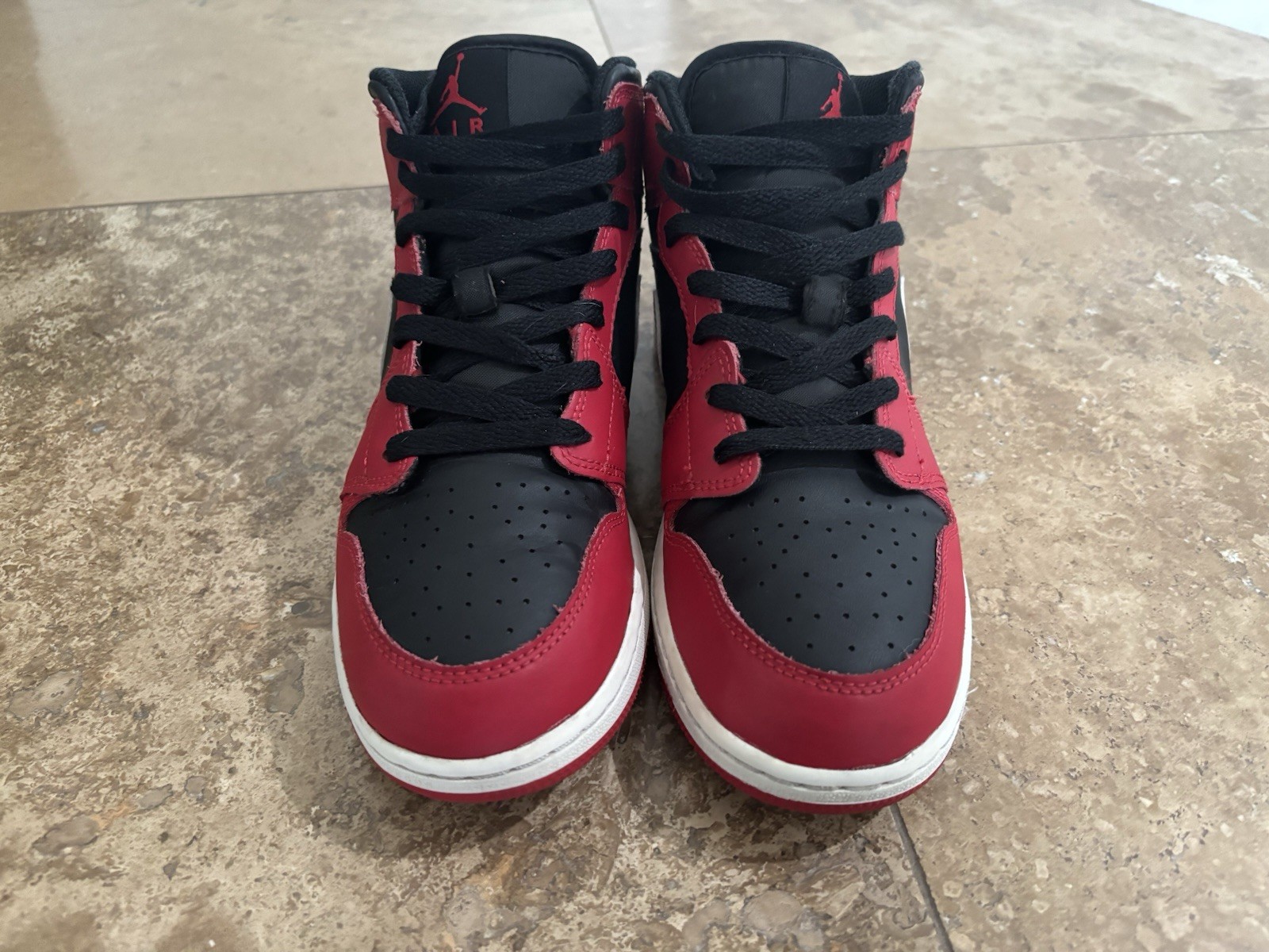 Air Jordan 1 Mid Kids 7Y Gym Red Black White