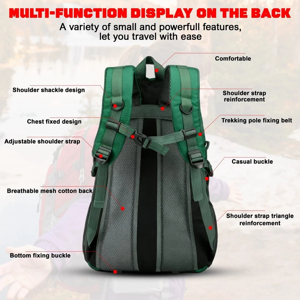40L Travel Men Women Backpack Larg Capcity Hiking Rucksack School Book Backpack