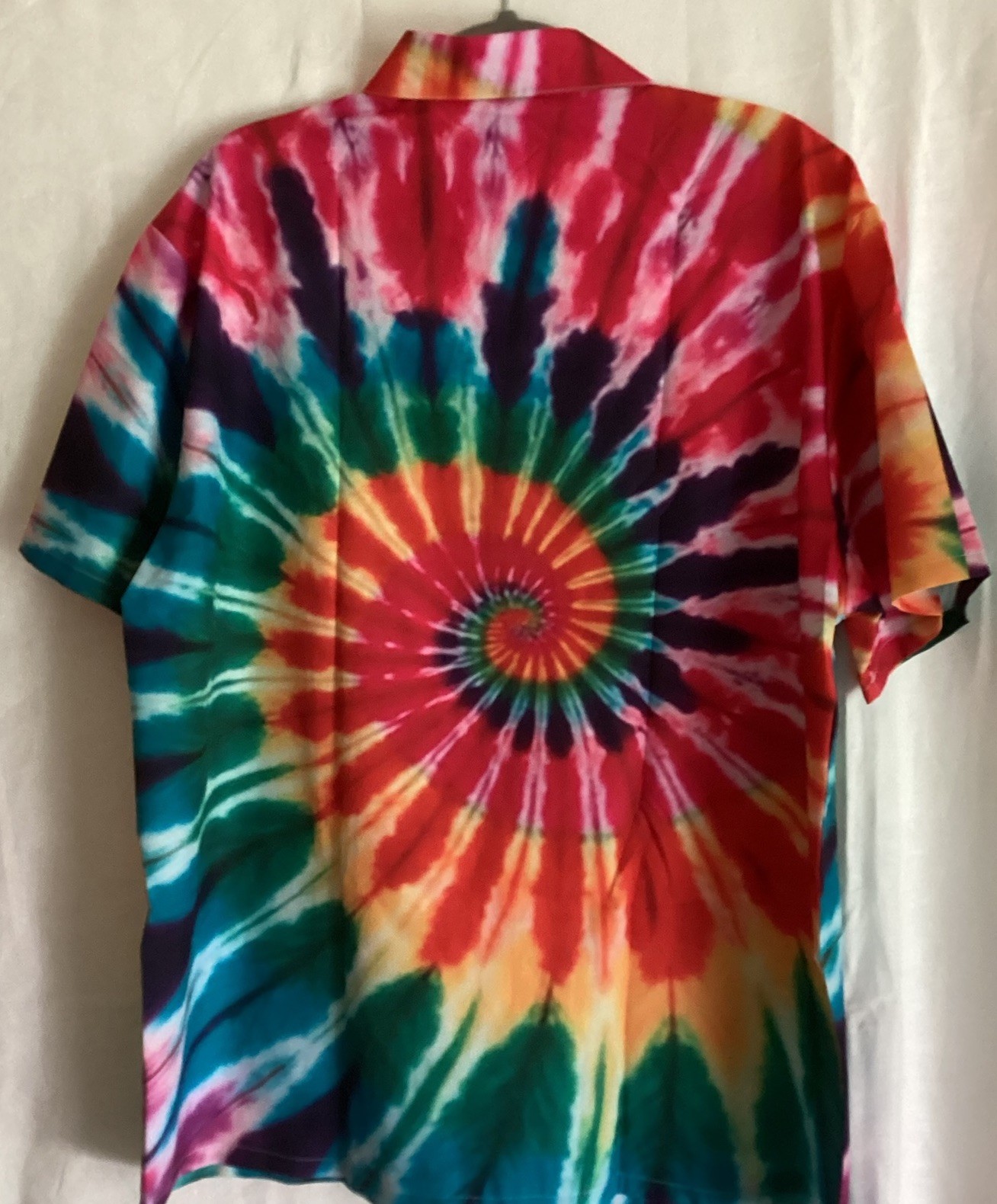 Men’s Retro Psychedelic The Dye Button Up Shirt XXL