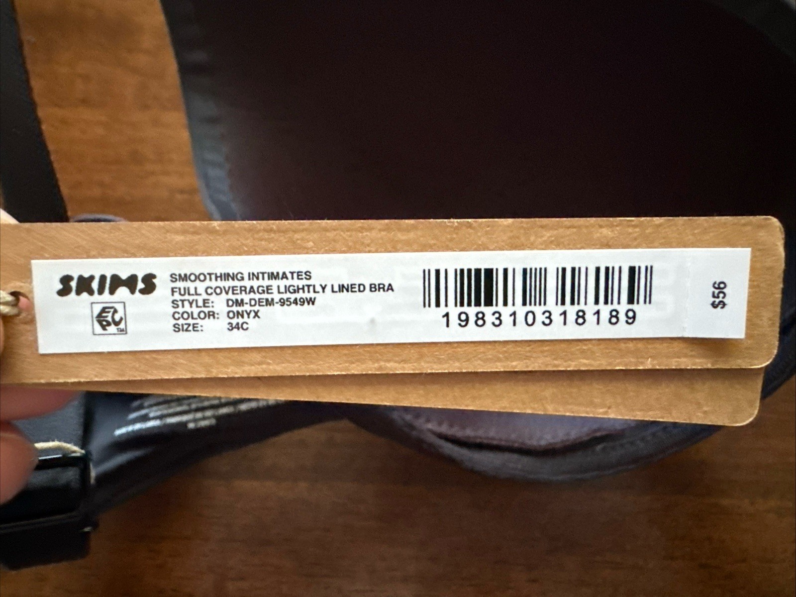 NWT Skims Smoothing Intimate Full Coverage Lightly Lined Bra, Size 34C, Onyx