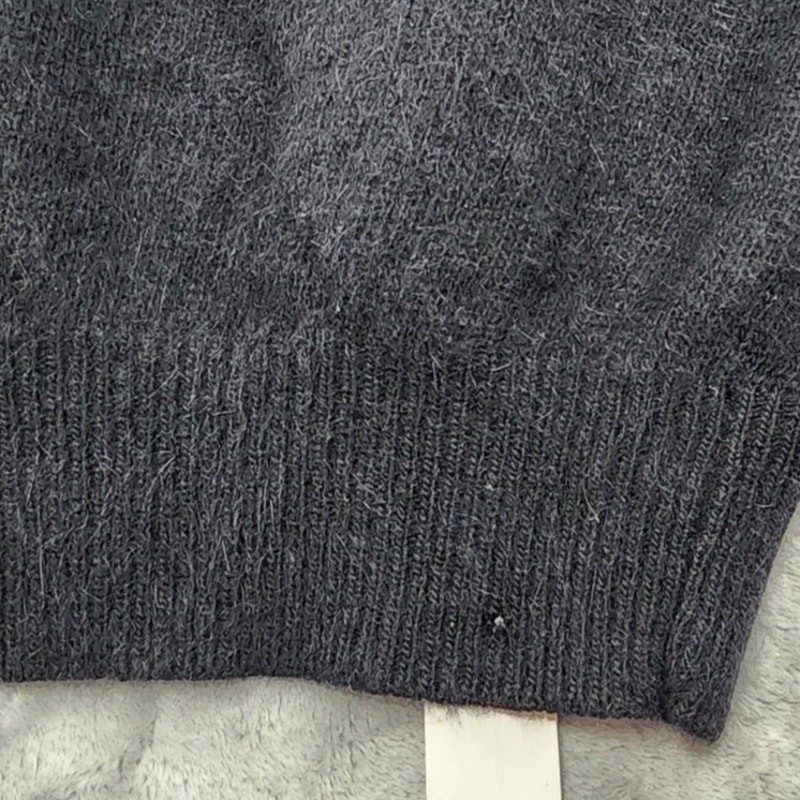 Vintage Renee Tener Jeanne Pierre Sweater Womens L Black Silver Wool Angora Knit