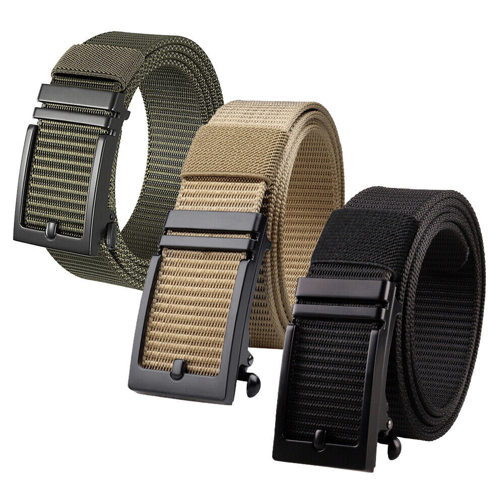 Mens Ratchet Belt Nylon Web Belts for with Automatic Slide Buckle Tactical Belt