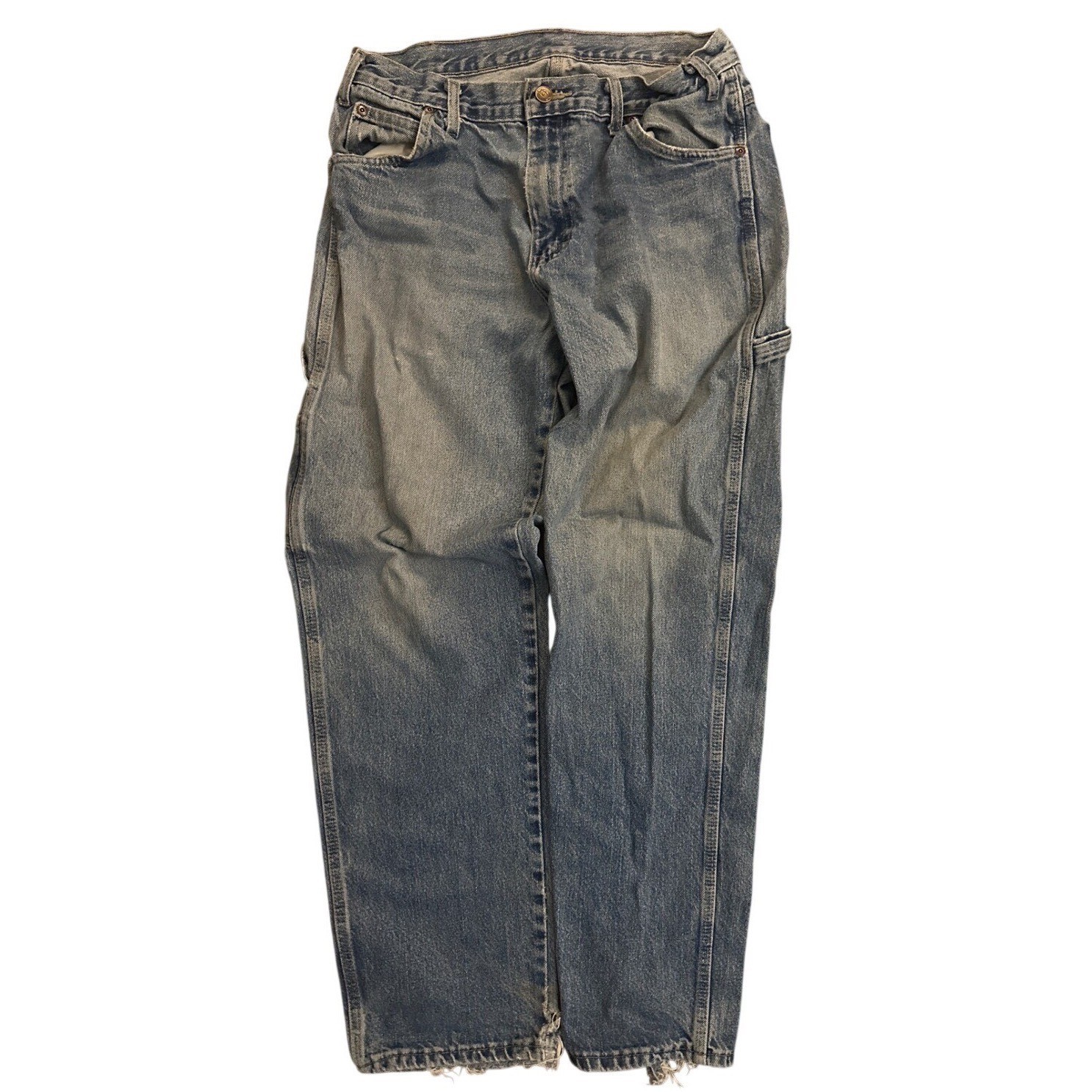 Dickies Mens Carpenter Jeans Light Wash Blue Denim Workwear Pants Distressed