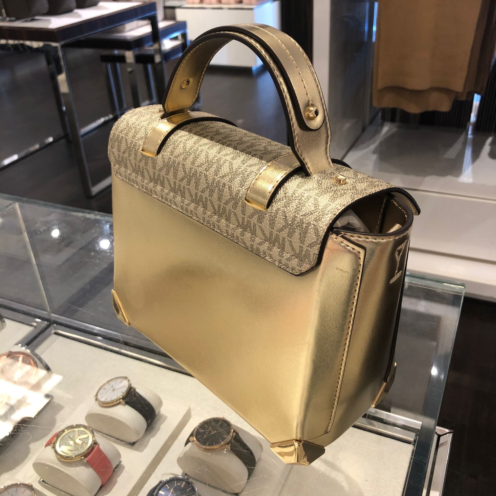 Michael Kors Manhattan Medium Leather or PVC Satchel Crossbody Handbag Purse Bag