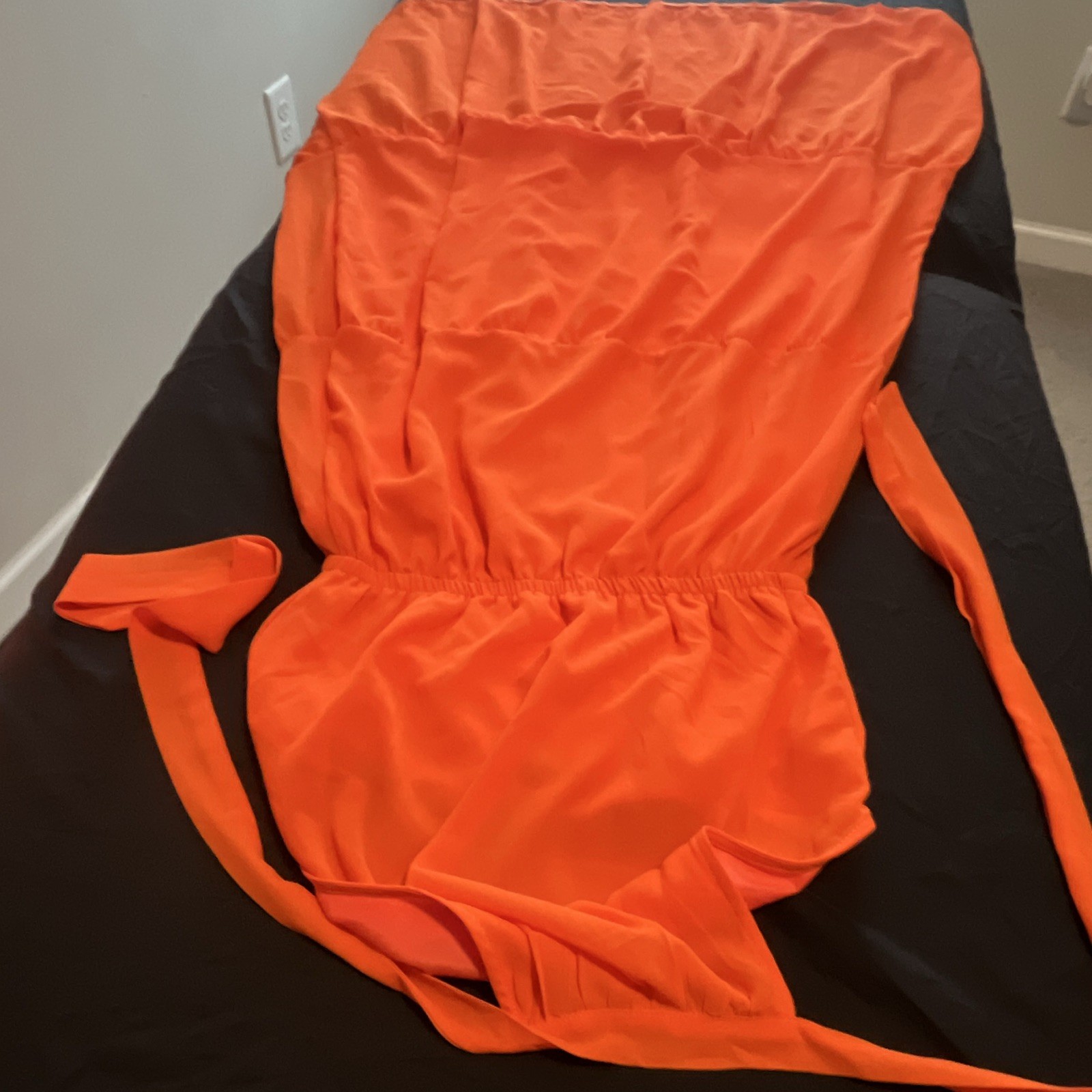 Prettygarden Women’s Orange Solid Halter Sleeveless Jumpsuit One-Piece Size M