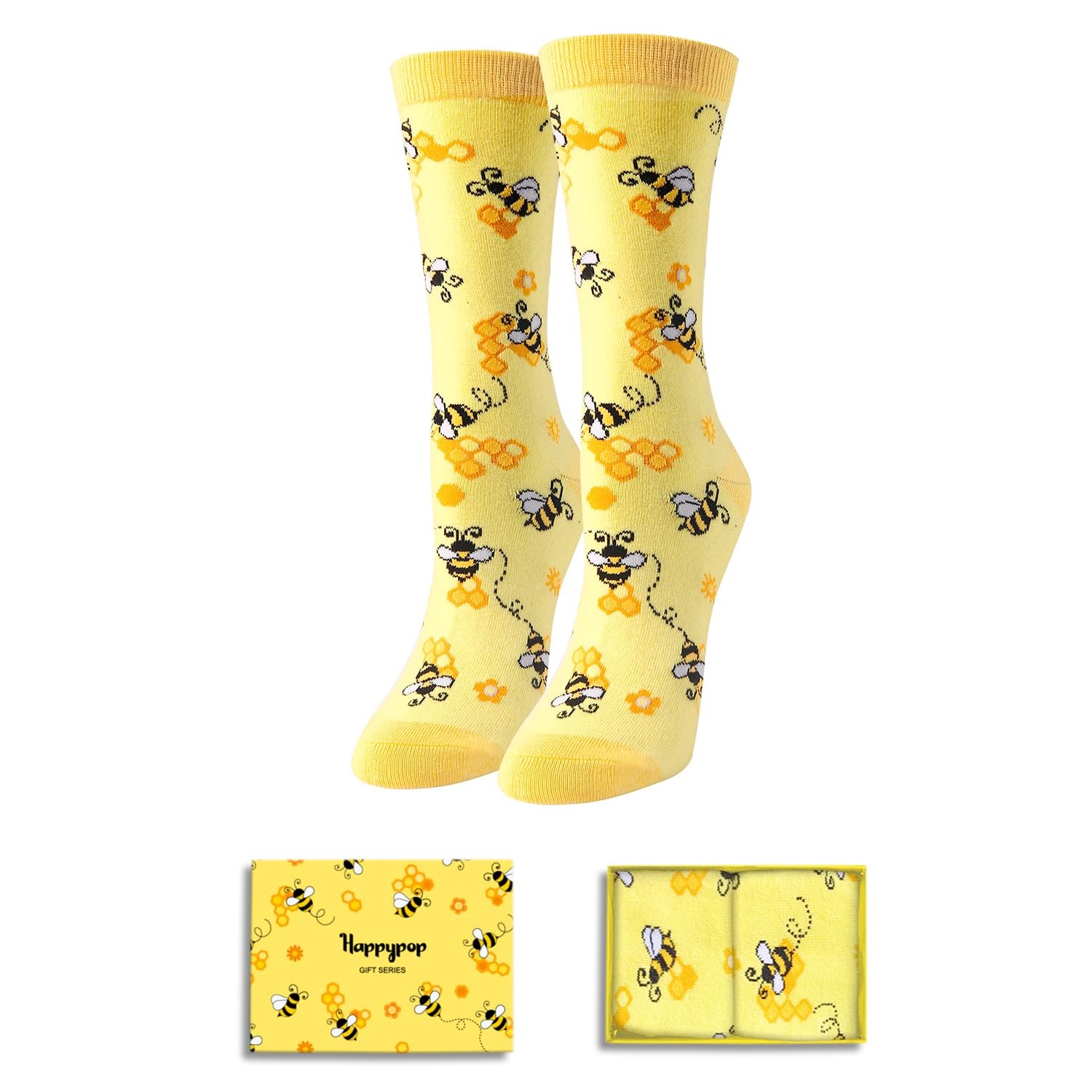 HAPPYPOP Bee Gifts for Women – Bumblebee Yellow Socks for Nature Lovers Teens…