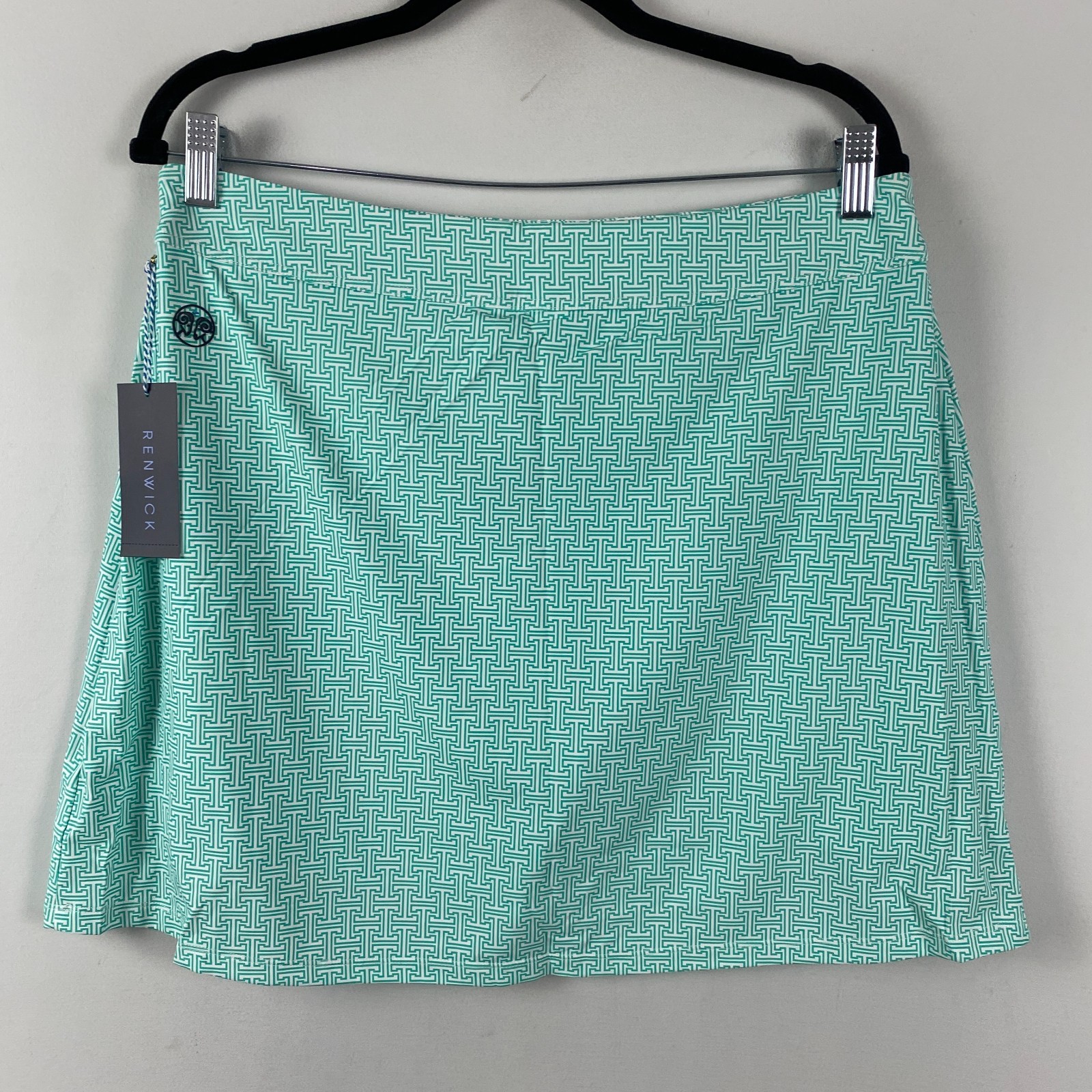 Renwick Patch Pocket Skort Size Large Pull On Aqua-Teal Golf Stretch