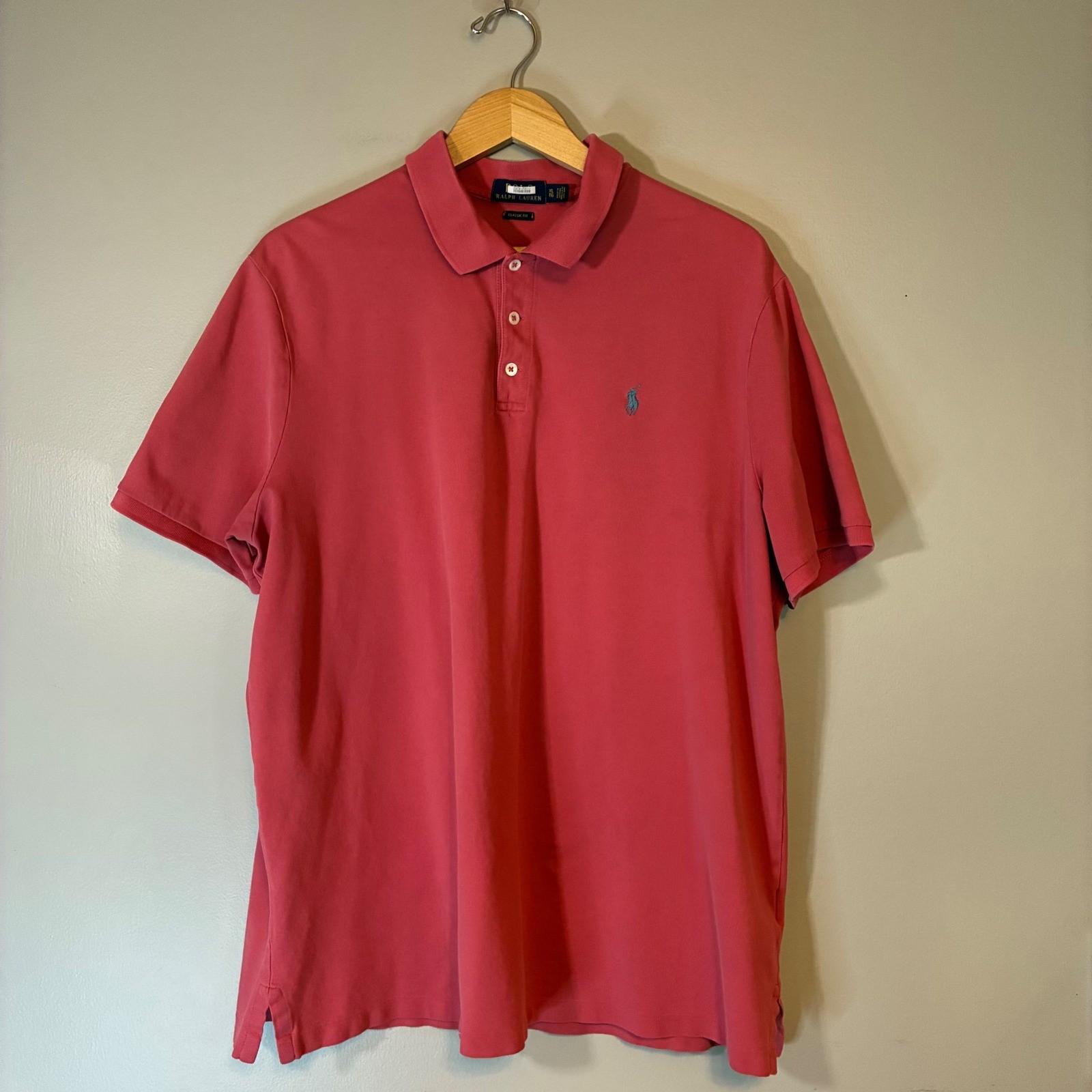Polo Ralph Lauren Mens XL Classic Fit Salmon Pink Short Sleeve Pique Polo Shirt