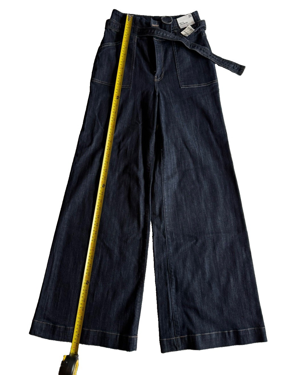 EXPRESS NWT Super High Rise Wide Leg Jeans Belted Dark Wash Women’s 2S 2C