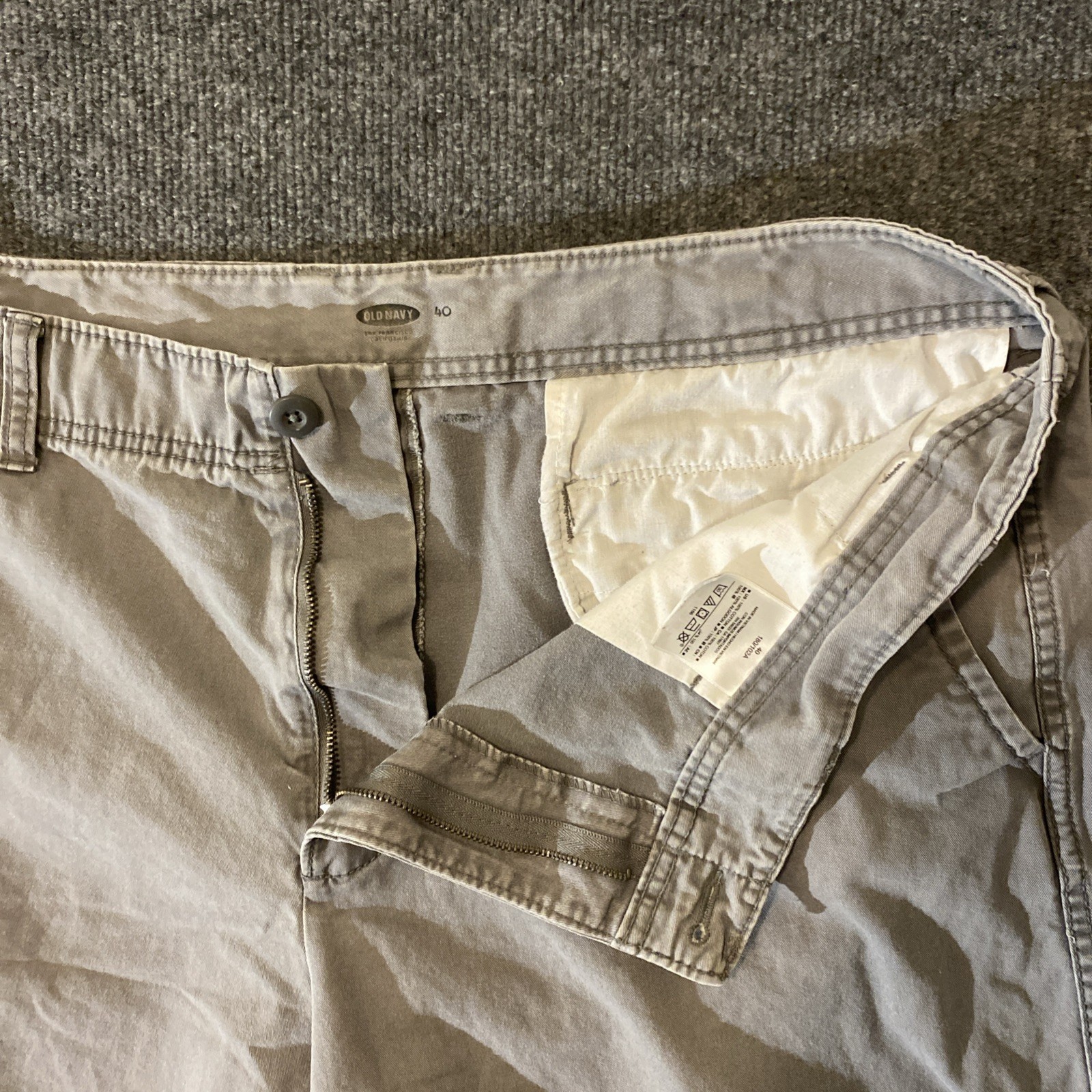 Old Navy Chino Shorts Mens 40 Grey Stone Khaki Preppy Boat Summer Cotton Pockets