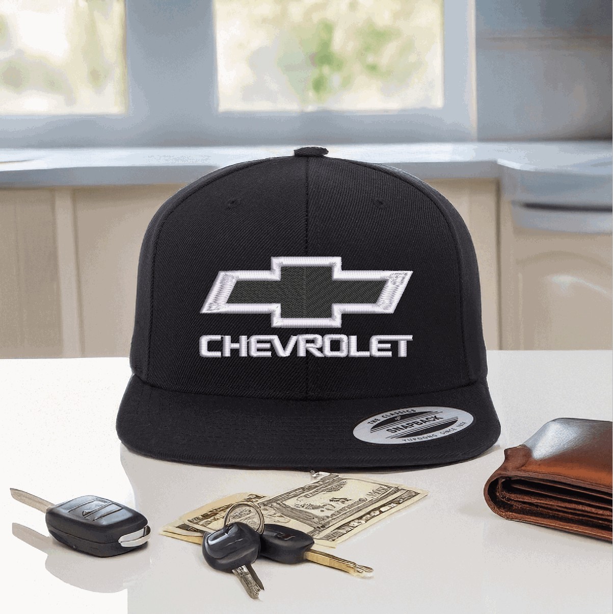Chevrolet Bowtie – Custom Made-to-Order Embroidered Flat Bill Snapback Hat