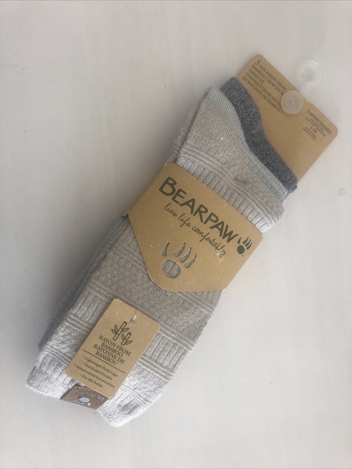 New Bearpaw 3 Pair Ladies High Quality Soft Rayon from Bamboo Crew Socks
