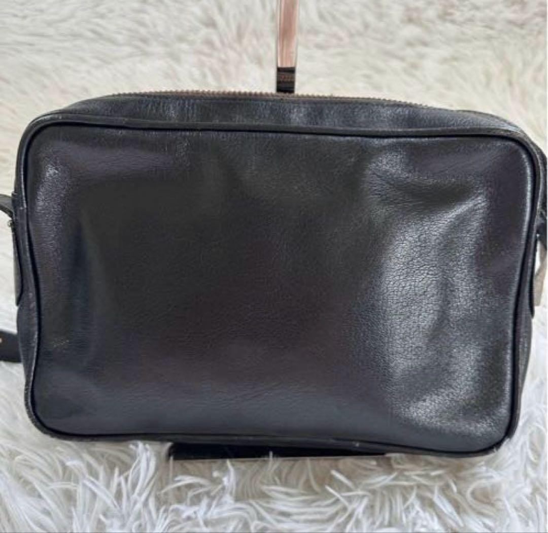 CELINE Leather Camera Shoulder Black Horse Carriage Hardware Used From Japan