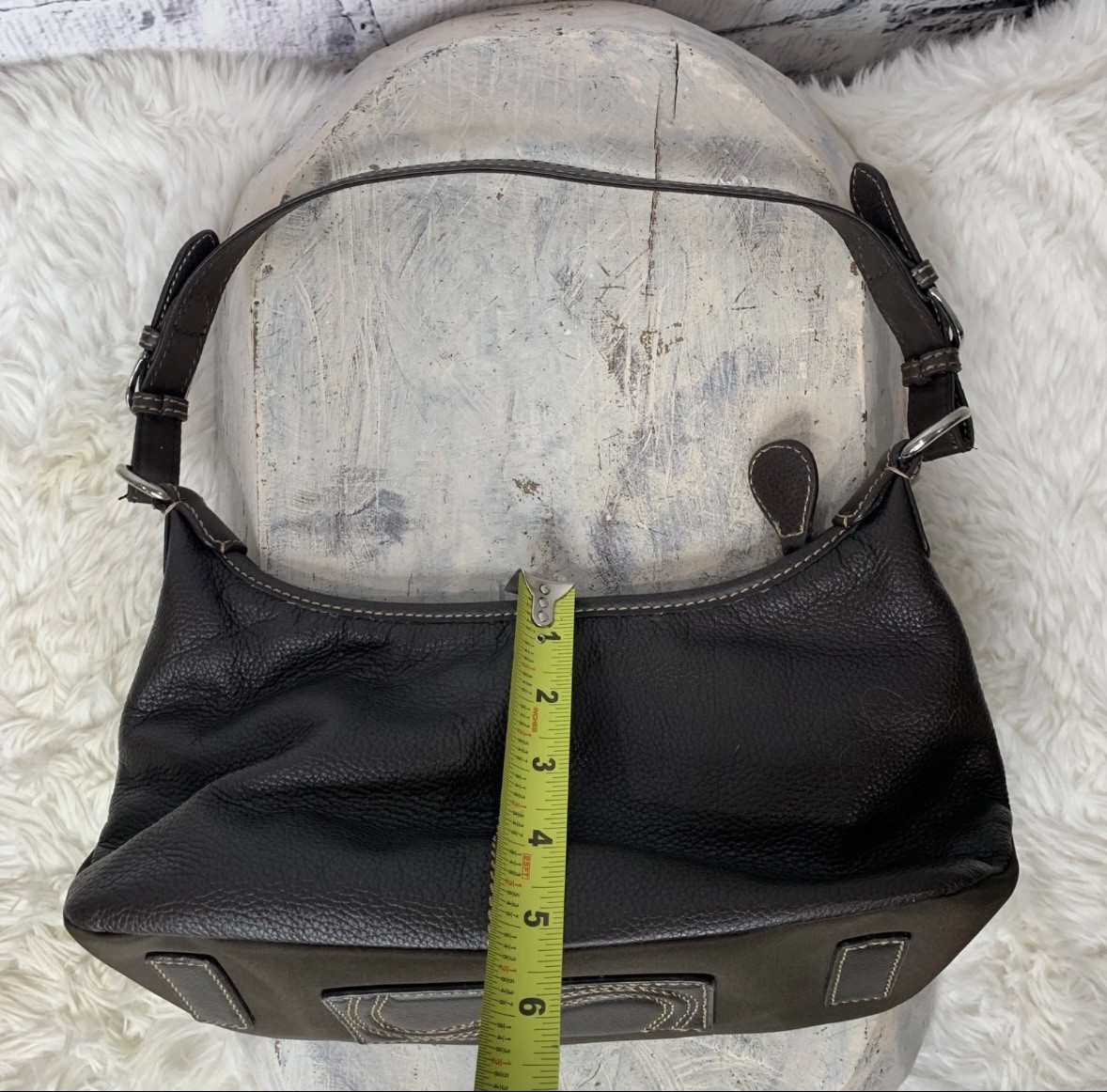 The Sak Pebbled Leather Slouchy Hobo Shoulder Bag Dark Brown w/ Matching Wallet