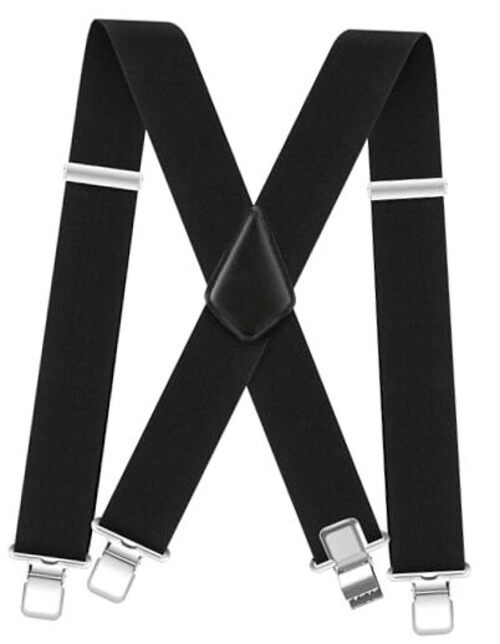 Ultrashang CLASSIC Mens Heavy-Duty Suspender: 2-Inch Wide, Sturdy Clips, Black