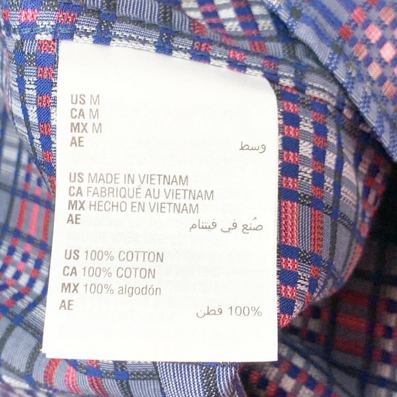 Tasso Elba Button Down Shirt Men Medium Blue Plaid Long Sleeve Cotton Casual