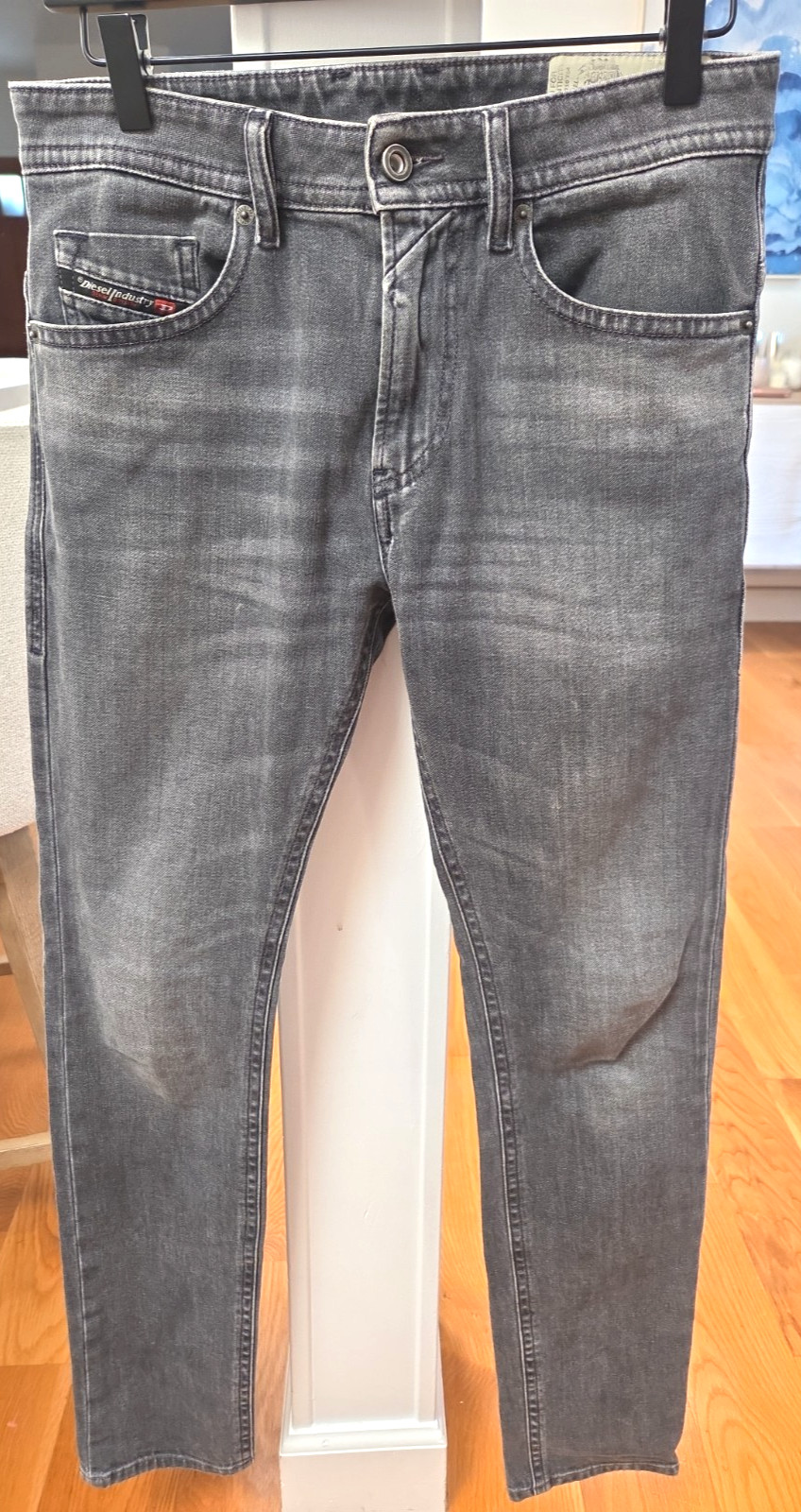 Diesel Industry Men’s Thommer-X Slim-Skinny Gray Wash Denim Blue Jeans 28×32