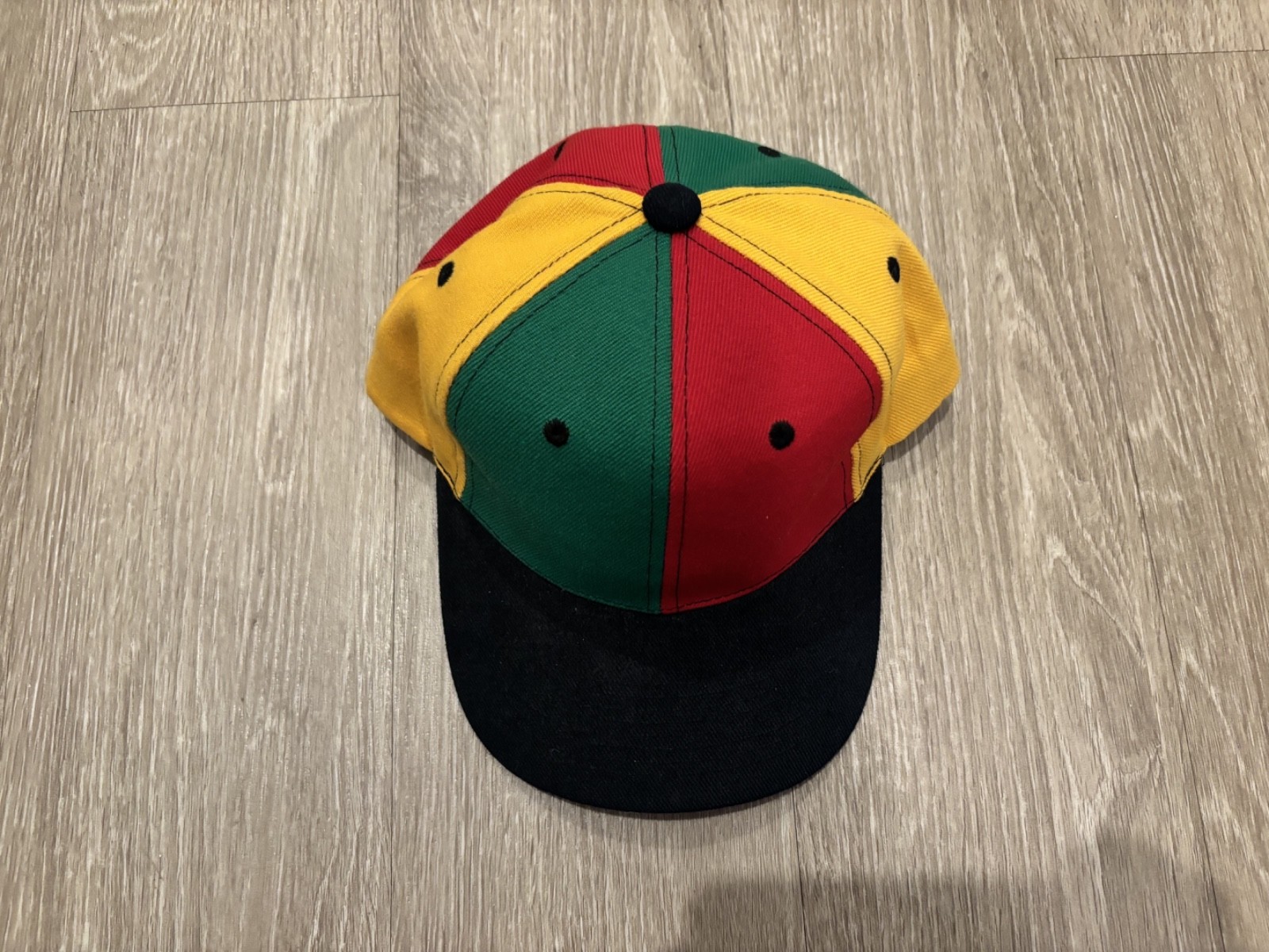 Vintage 1990s Colorbock Rasta Snapback Hat Blank Malcom X wool acrylic korea