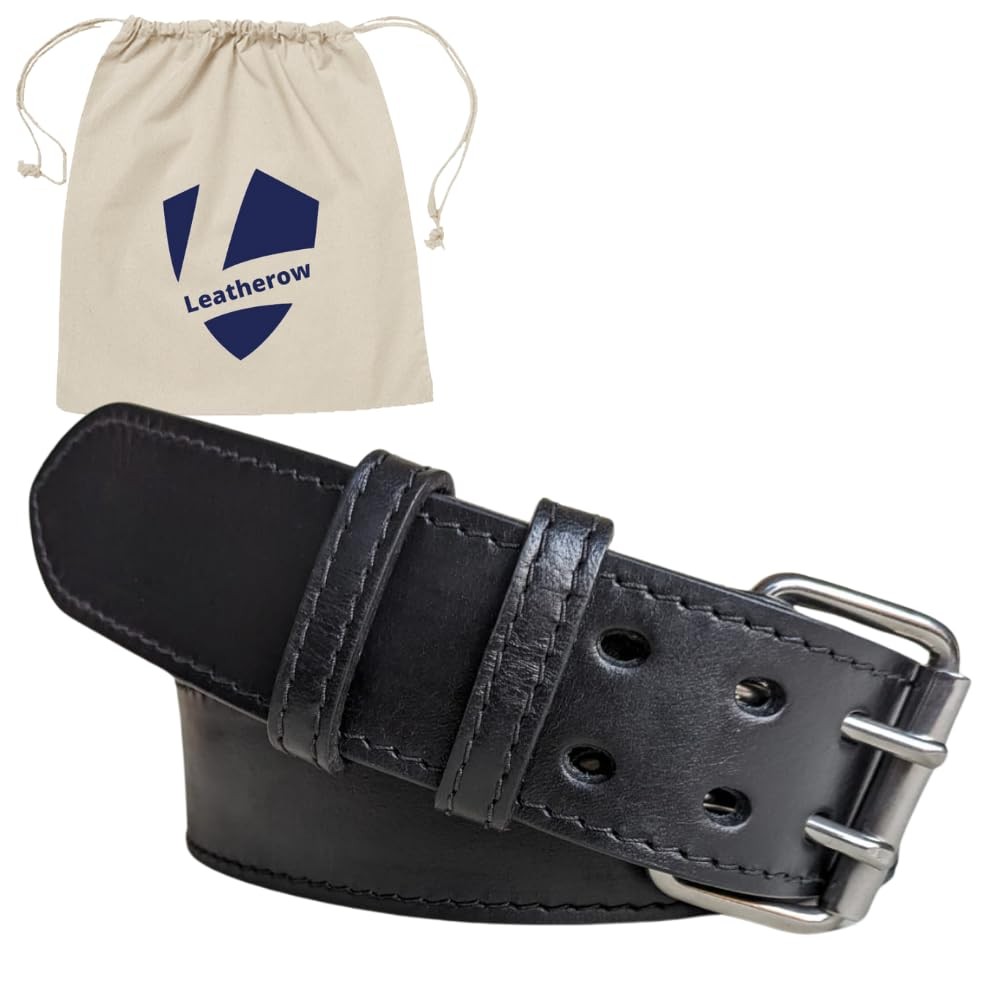 Leatherow 2 Inch Wide Leather Tool Belt for Men Work | 40″-55″, Black