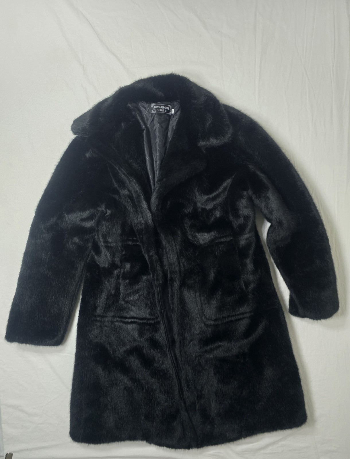 Faux Leather Faux Fur Quilted Jacket Boy And Girl 5xl≈M/L