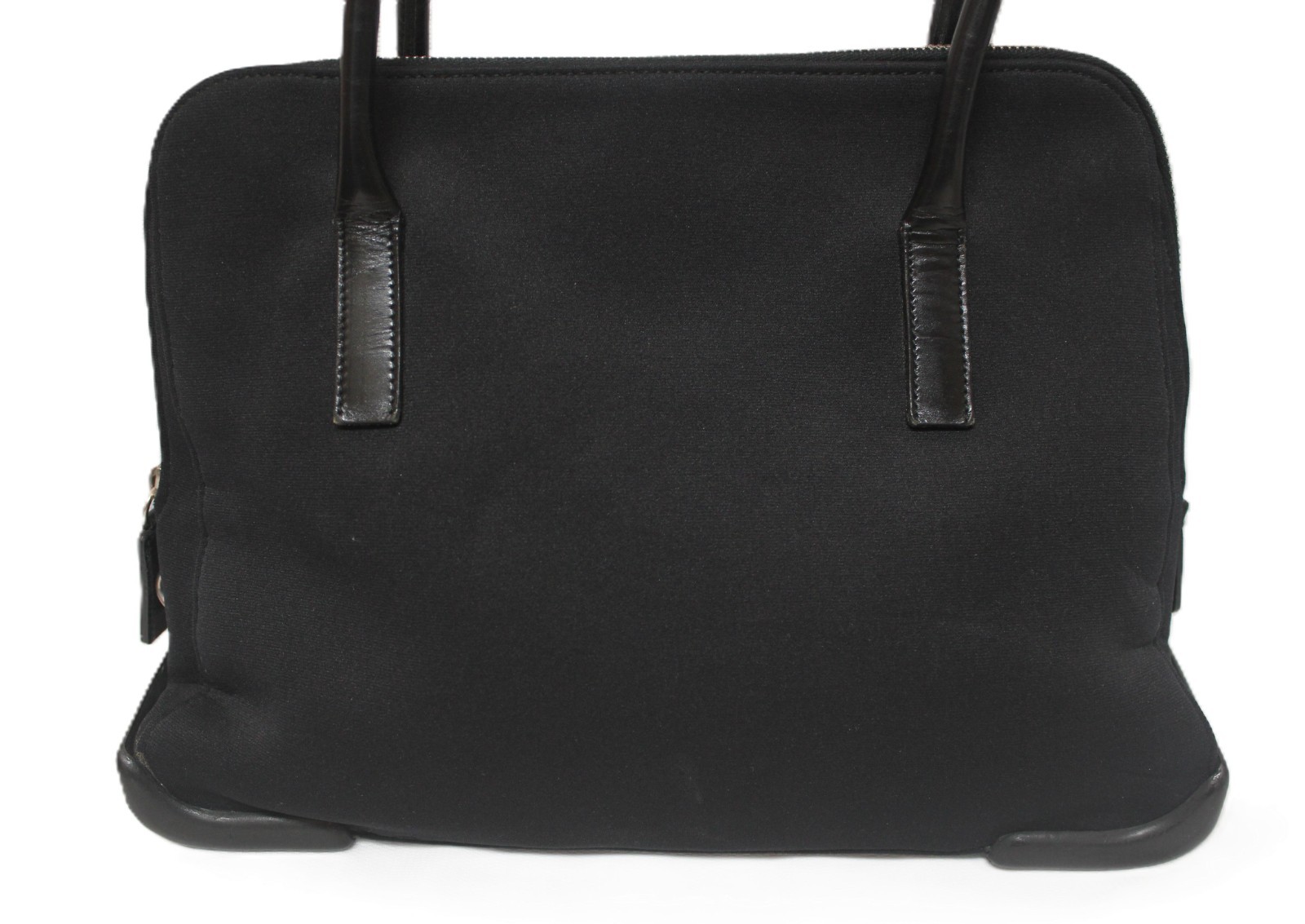 PRADA Milano Black Neoprene Hand Bag Shoulder Tote Bag Padlock System Italy