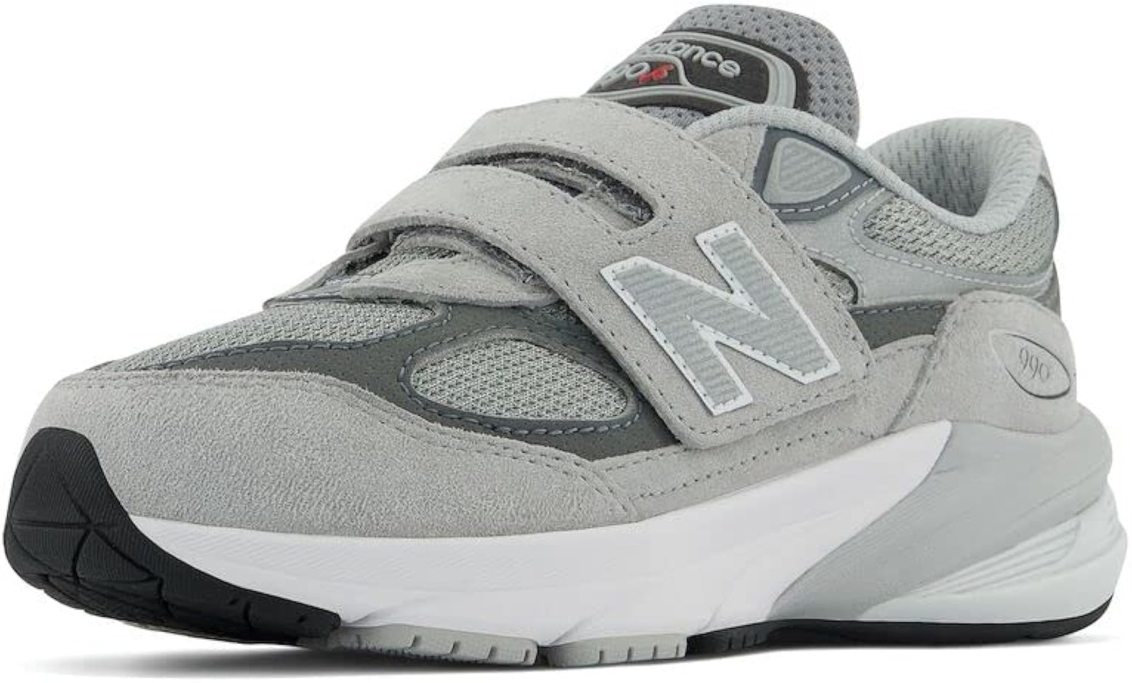 New Balance Boy’s 990 V6 Hook and Loop Sneaker, Grey/Silver, 6.5 X-Wide Toddler