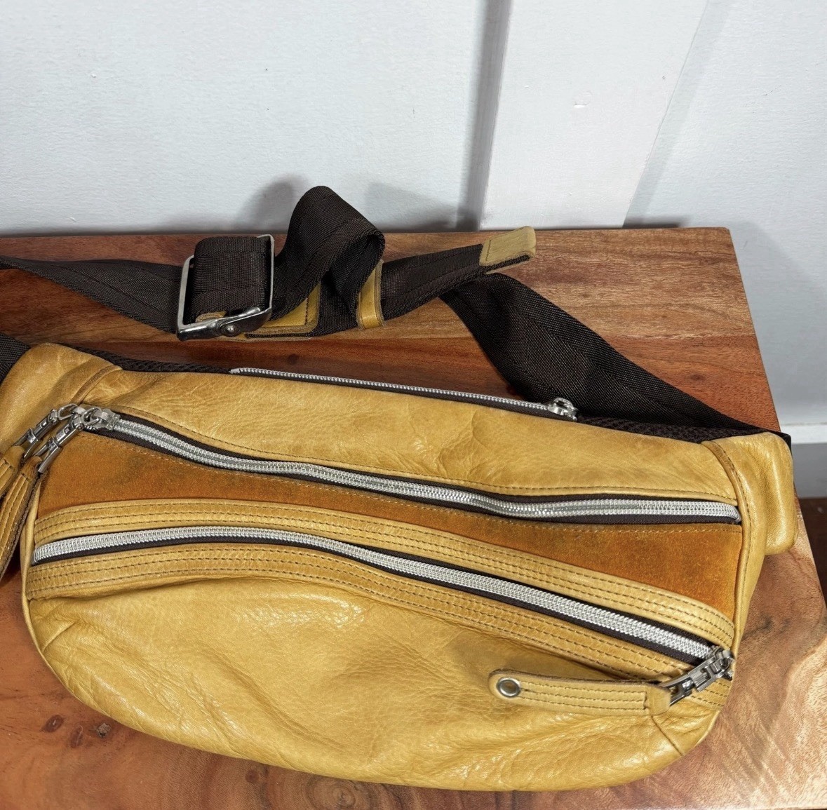 Master-piece MSPC Yellow Leather Sling Bag Waist Pack Made in Japan