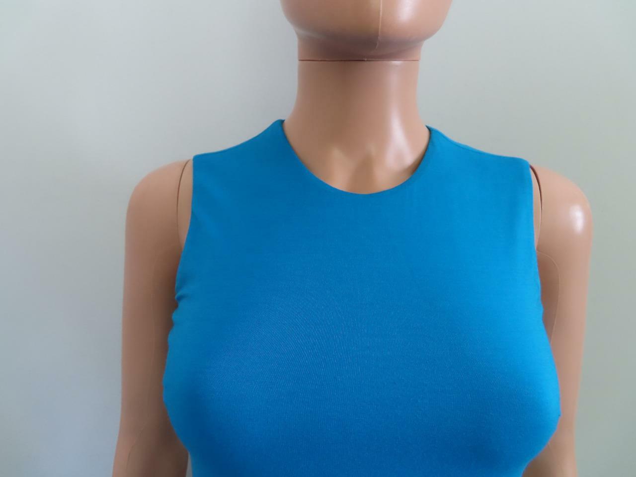 Carven Turquoise/Navy Blue Colorblock Mixed Media A-Line Dress Size F 34/US 2