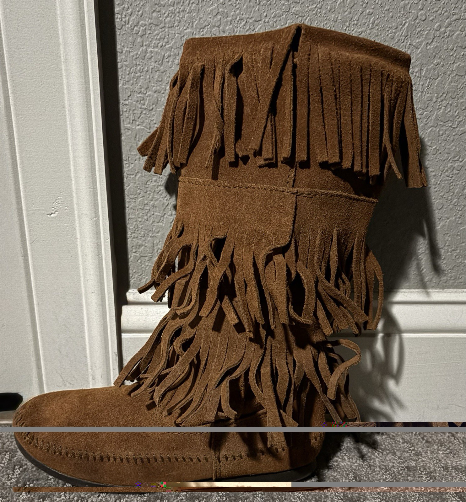Minnetonka 1632 Women’s Brown Suede Fringe Mid-Calf Pull-On Boots US 7 M