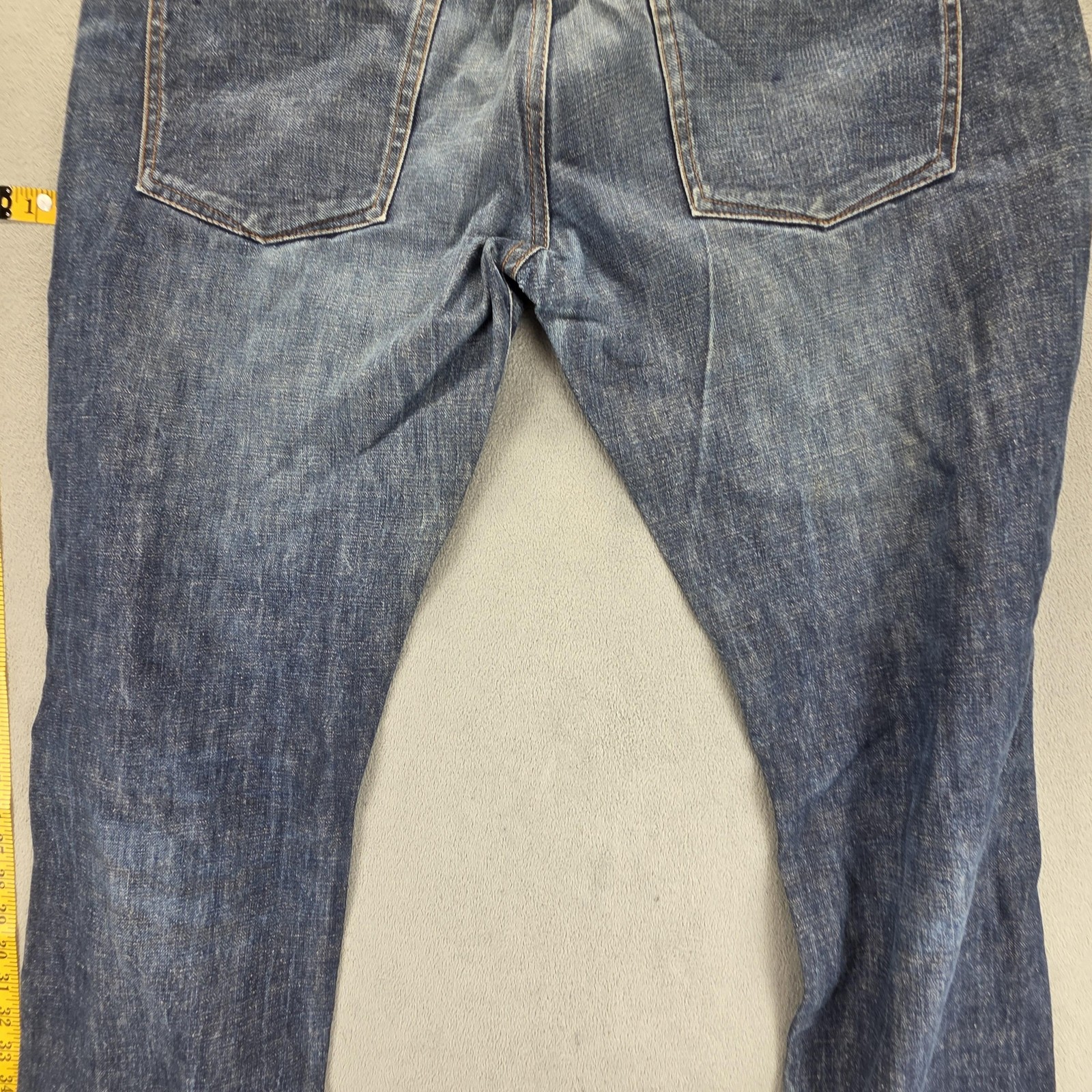 Sicko Jeans Mens Blue Selvedge Buckle Back Whiskers Fits 36×32